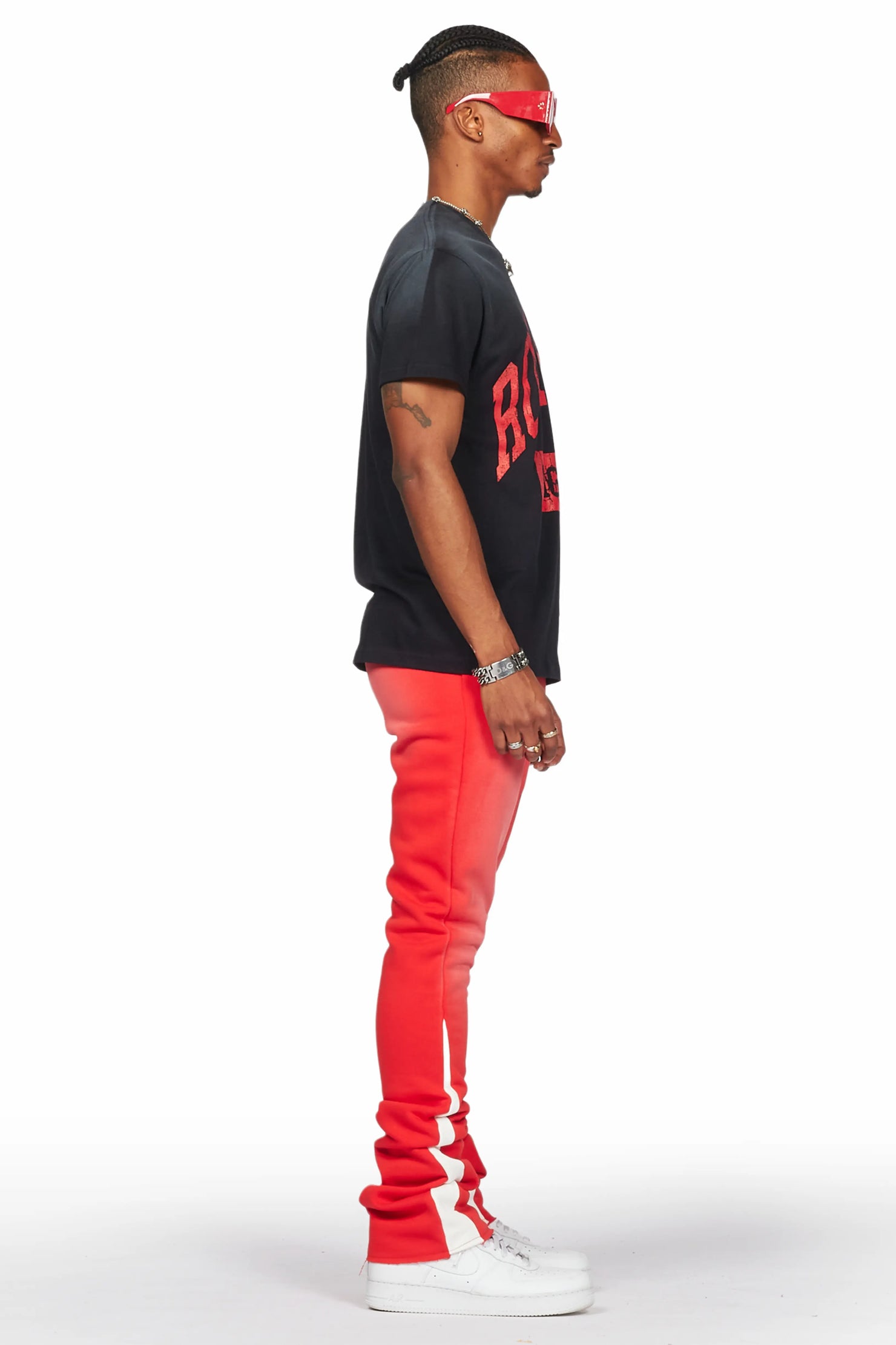 Members Black/Red T-Shirt/Stacked Flare Pant Set
