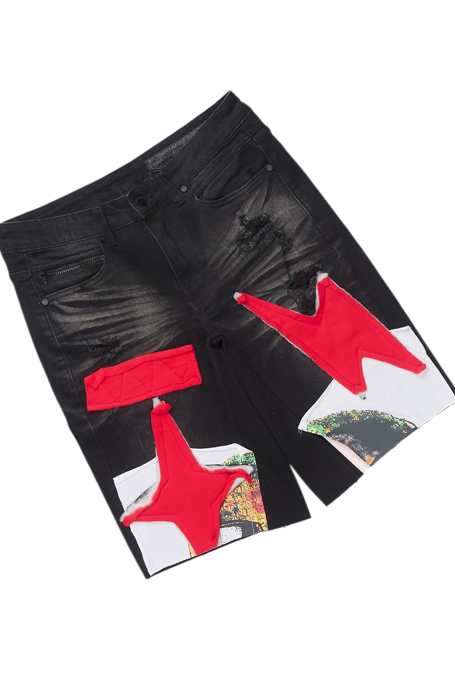 Akos Black/Red T-Shirt/Denim Short Set