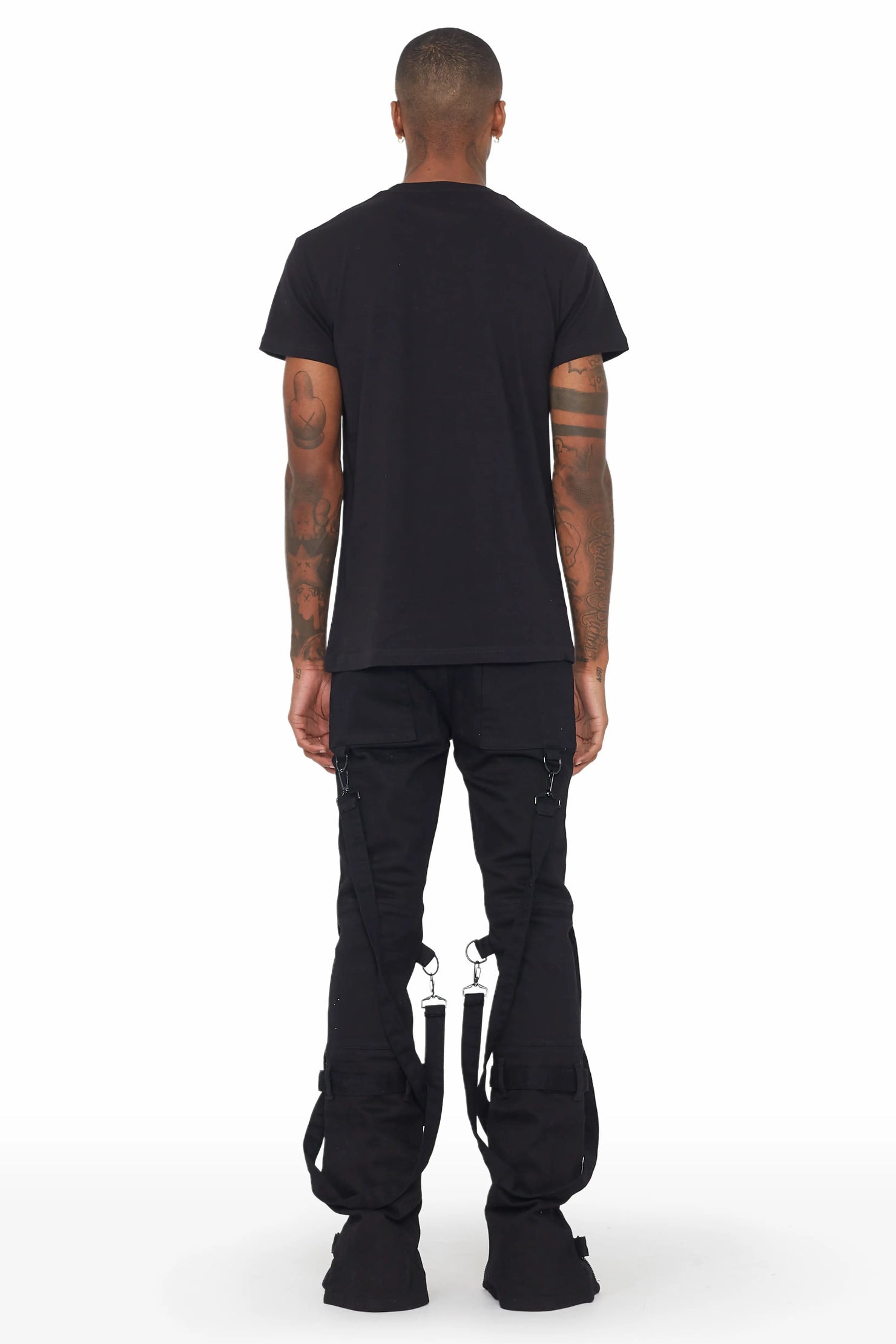 Rowen Black Stacked Flare Jean