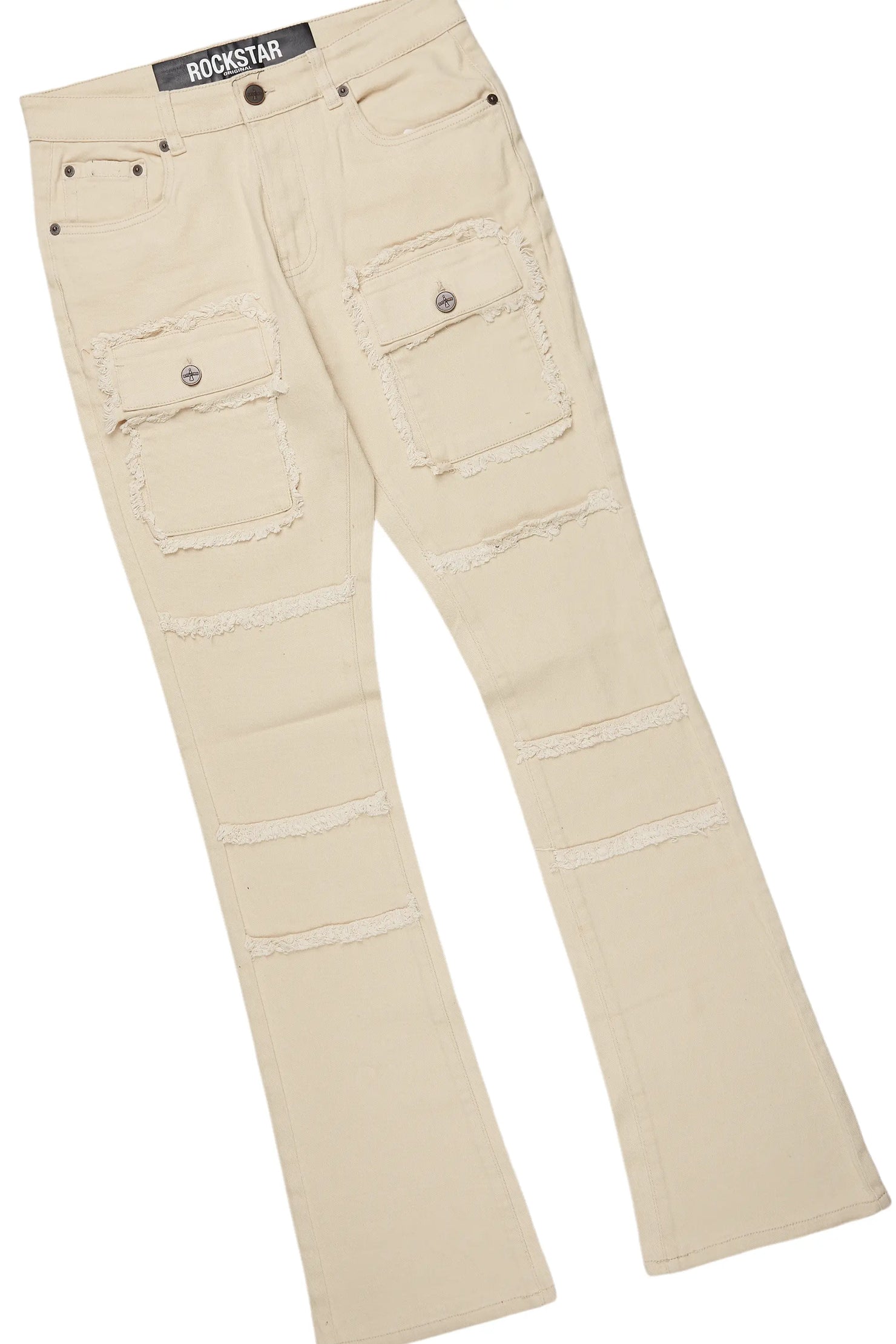 Lake White/Beige T-Shirt/Stacked Flare Cargo Jean Bundle