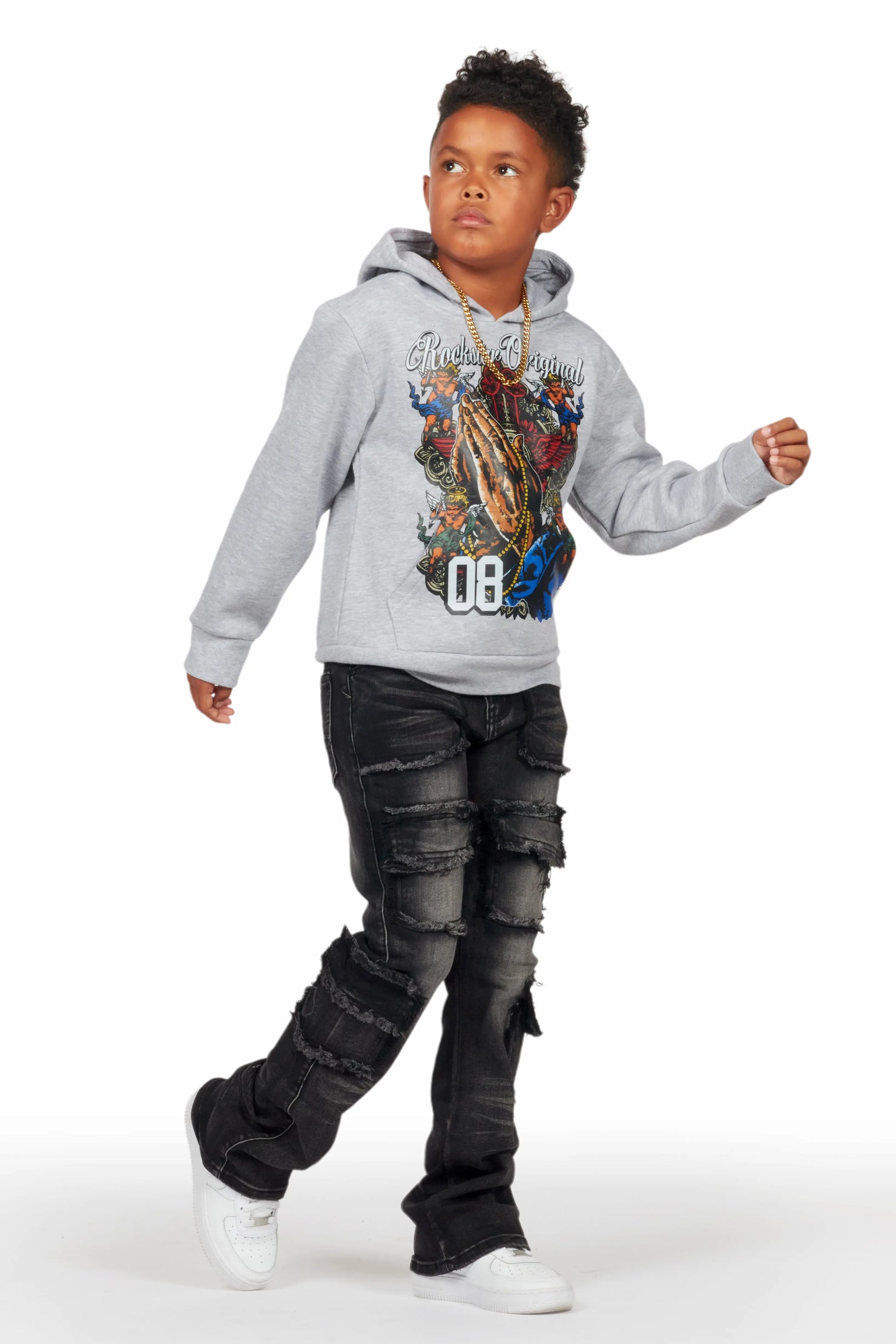 Boys Tyrell Dark Grey Skinny Fit Cargo Jean