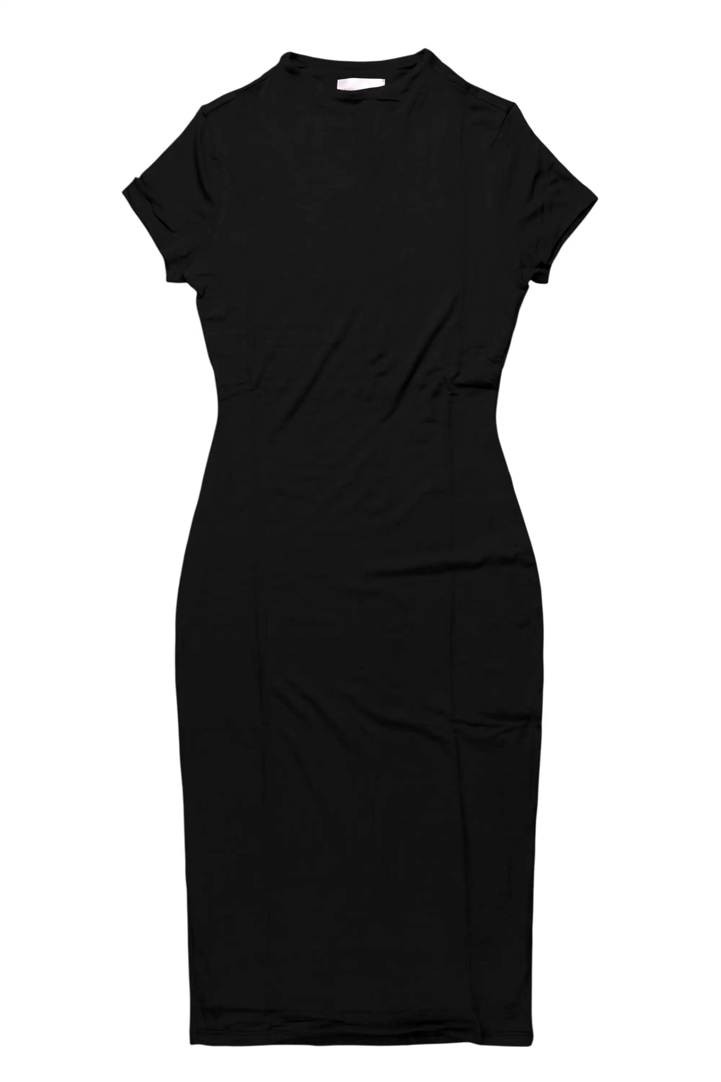 Sharaya Black Short Sleeve Midi Dress
