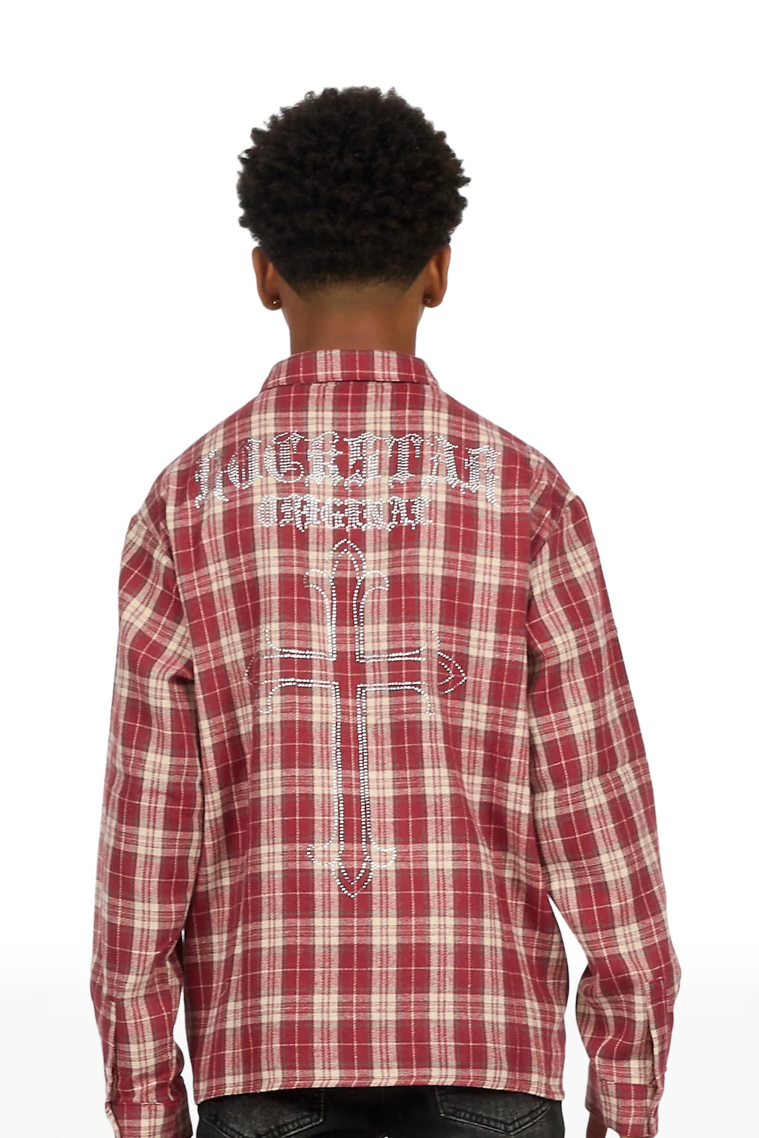 Boys Poldi Red Rhinestone Flannel Shirt