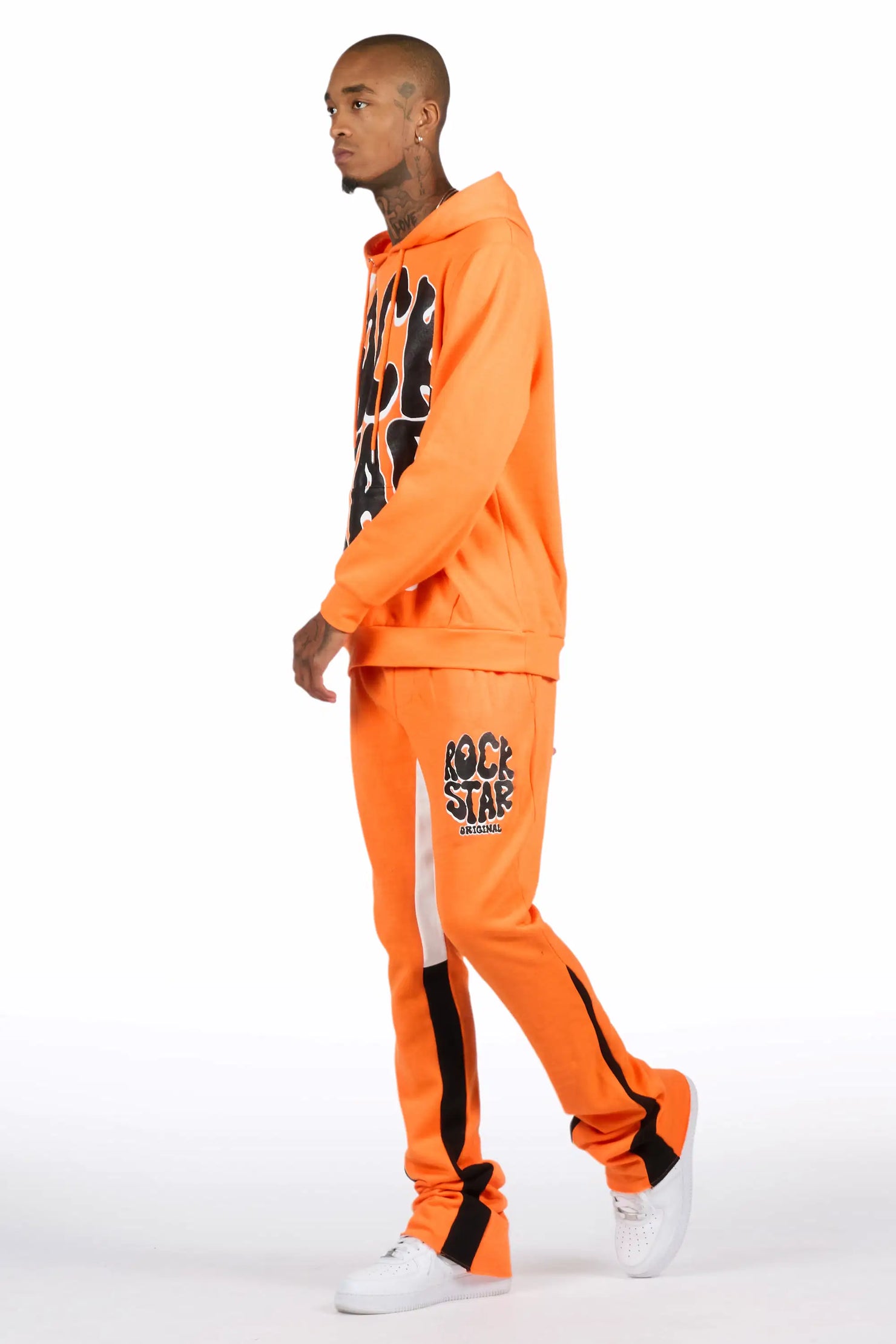 Warblen Orange/Black Hoodie/Stacked Track Pant Set