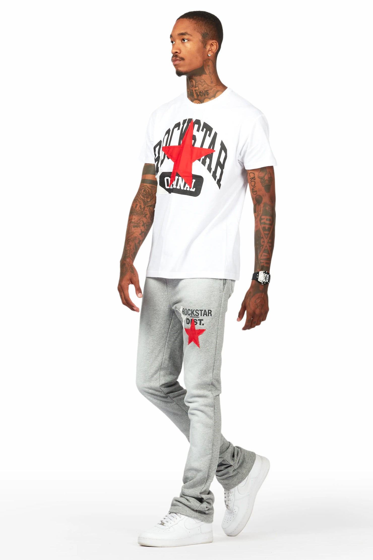 Mallor White/Grey T-Shirt/Stacked Track Set