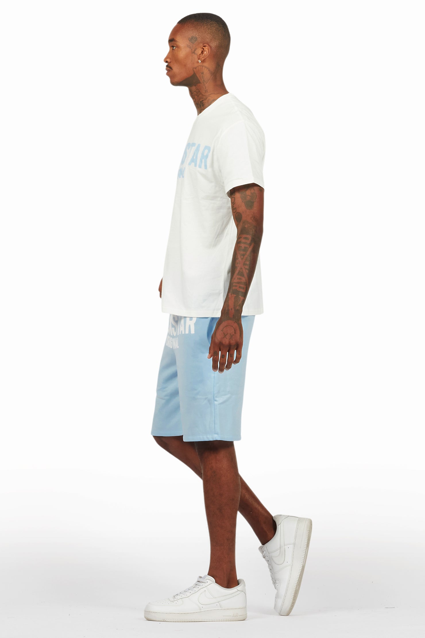 Sana White/Blue Short Set