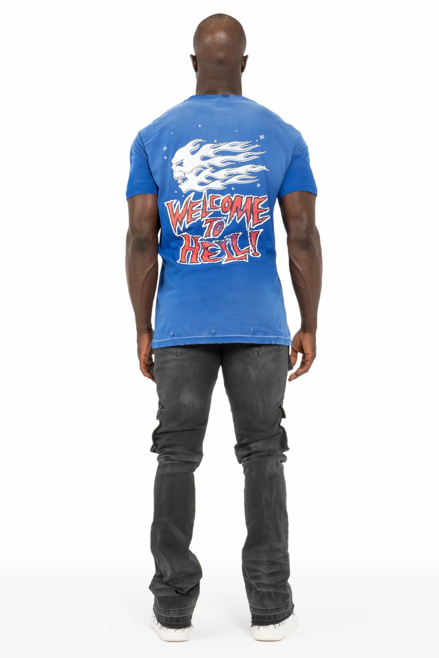 Adriel Grey Wash Cargo Stacked Flare Jean