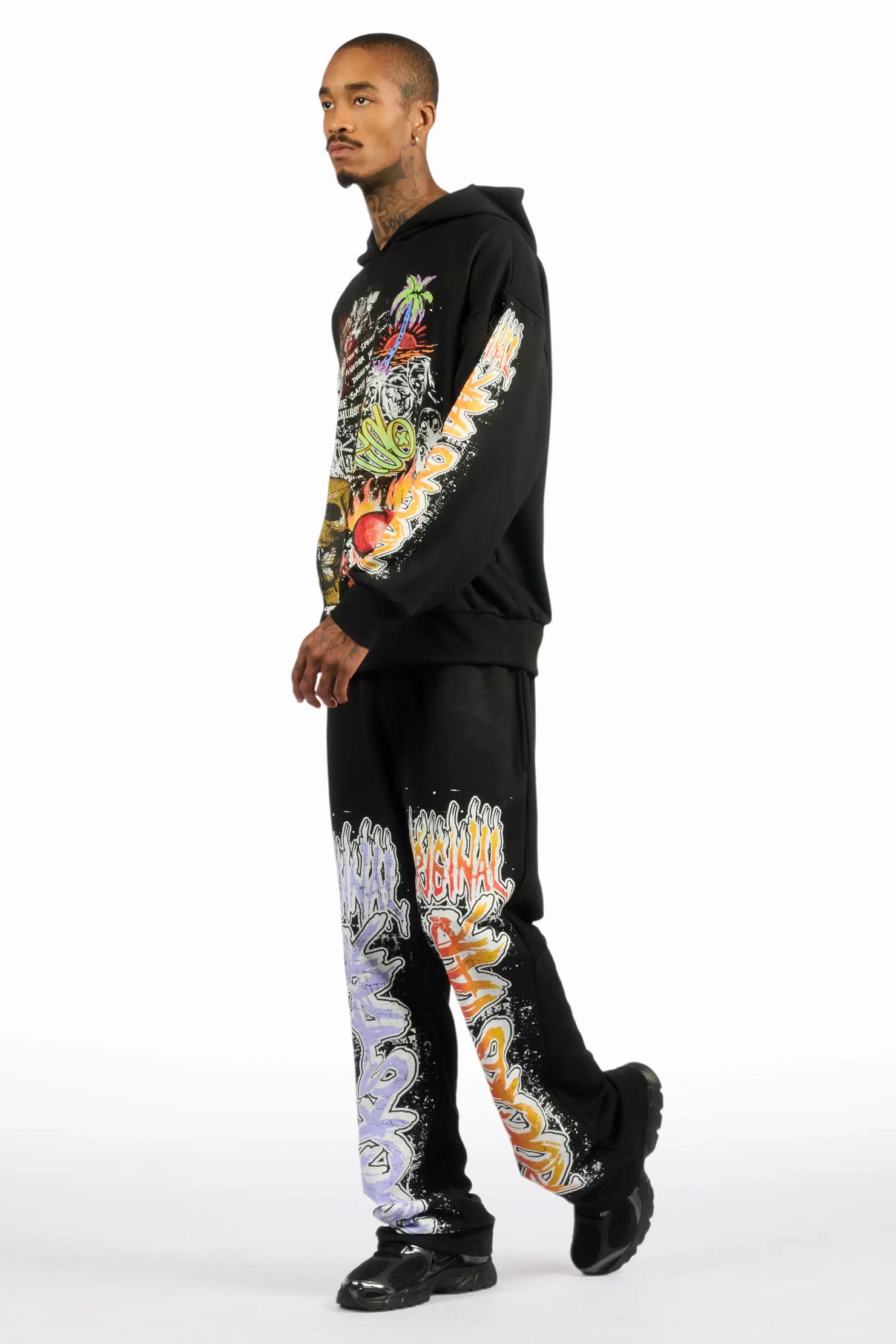 Zyver Black Hoodie/Baggy Pant Track Set