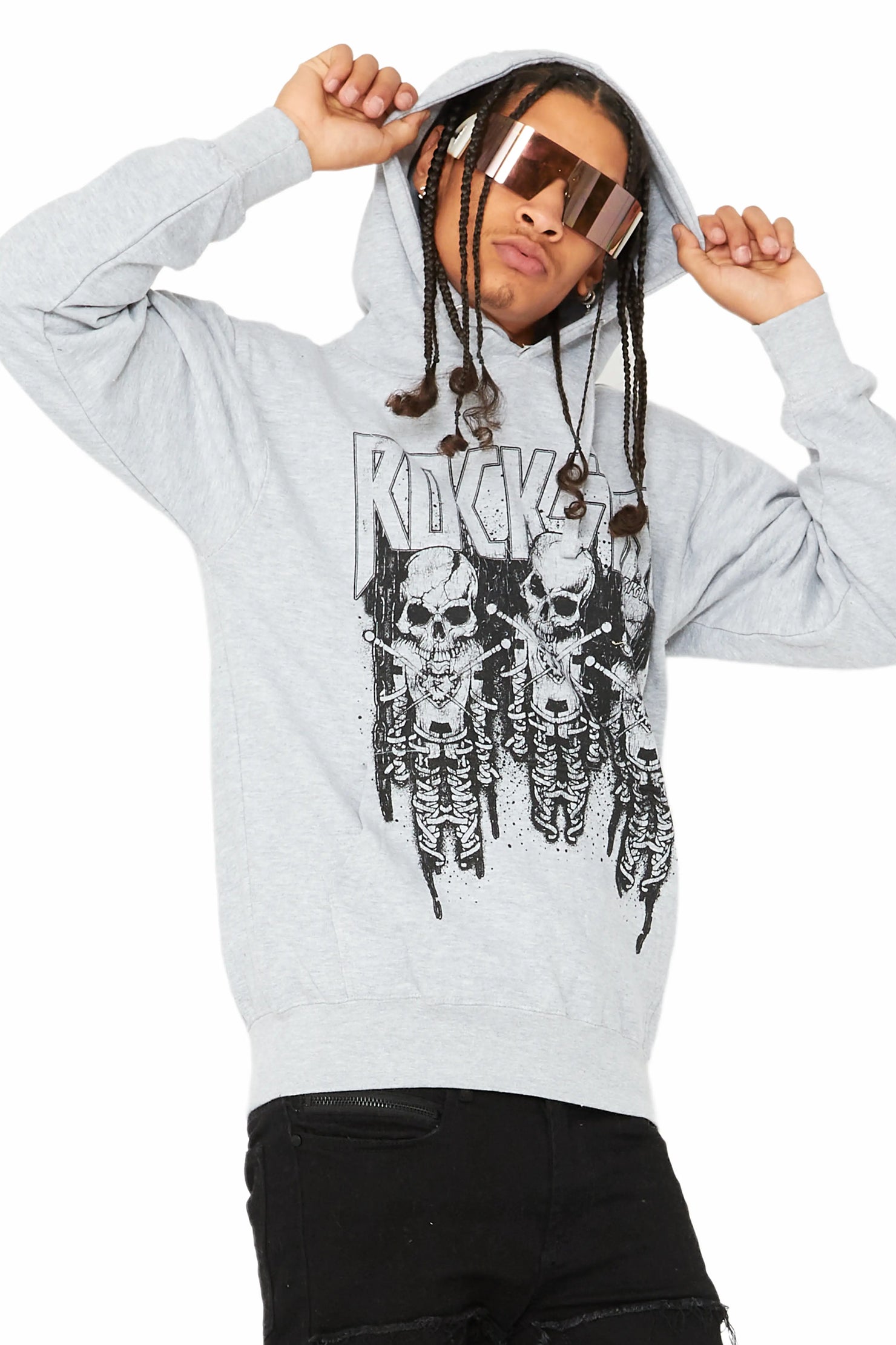Sabbath Grey Graphic Printed Hoodie