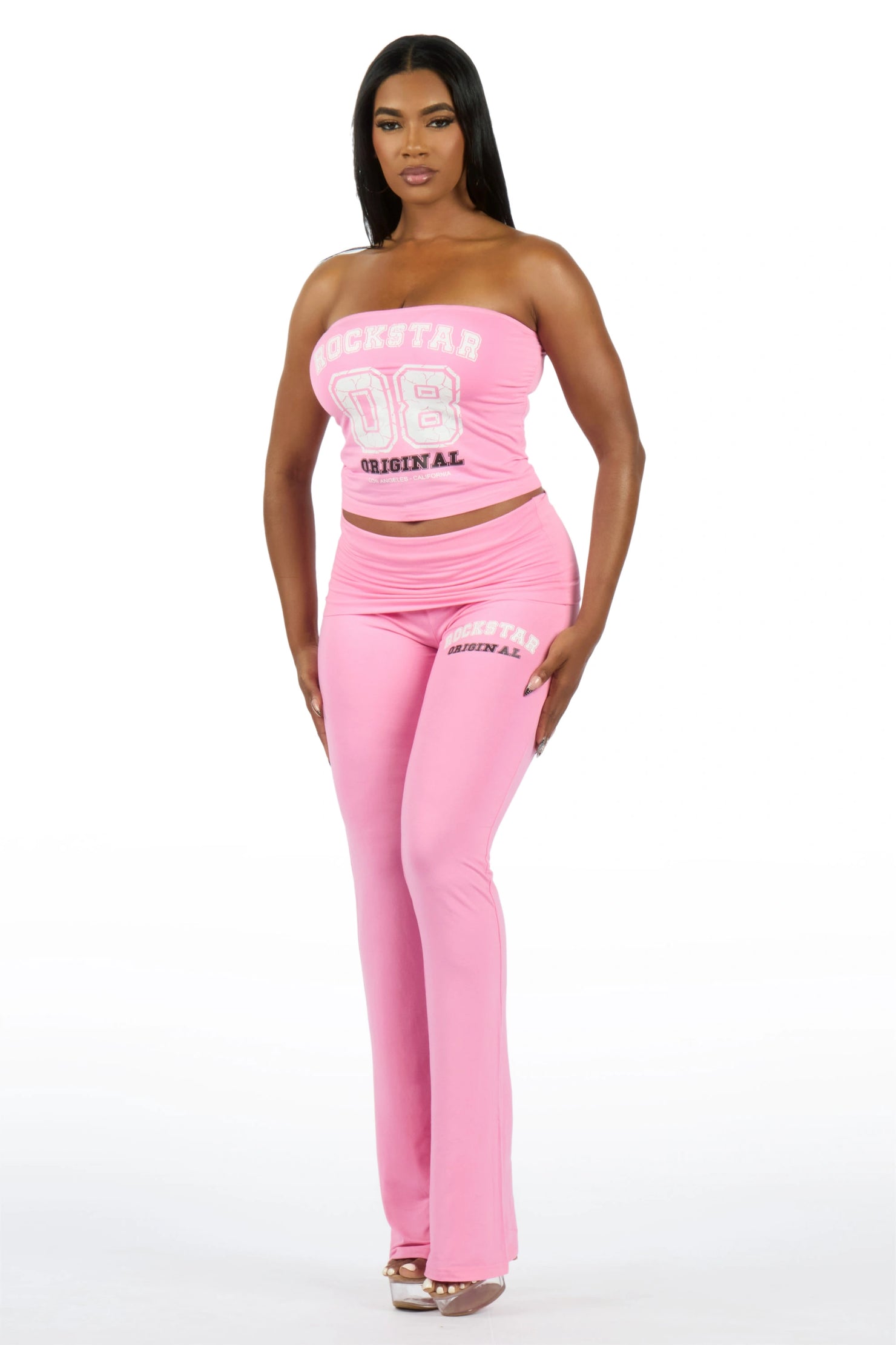 Lareshe Pink Tube Foldover Pant Set