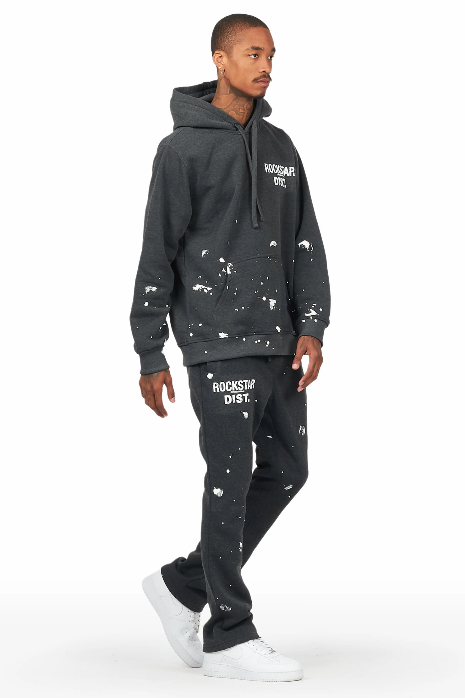 Raffer Charcoal Hoodie/Stacked Flare Pant Set