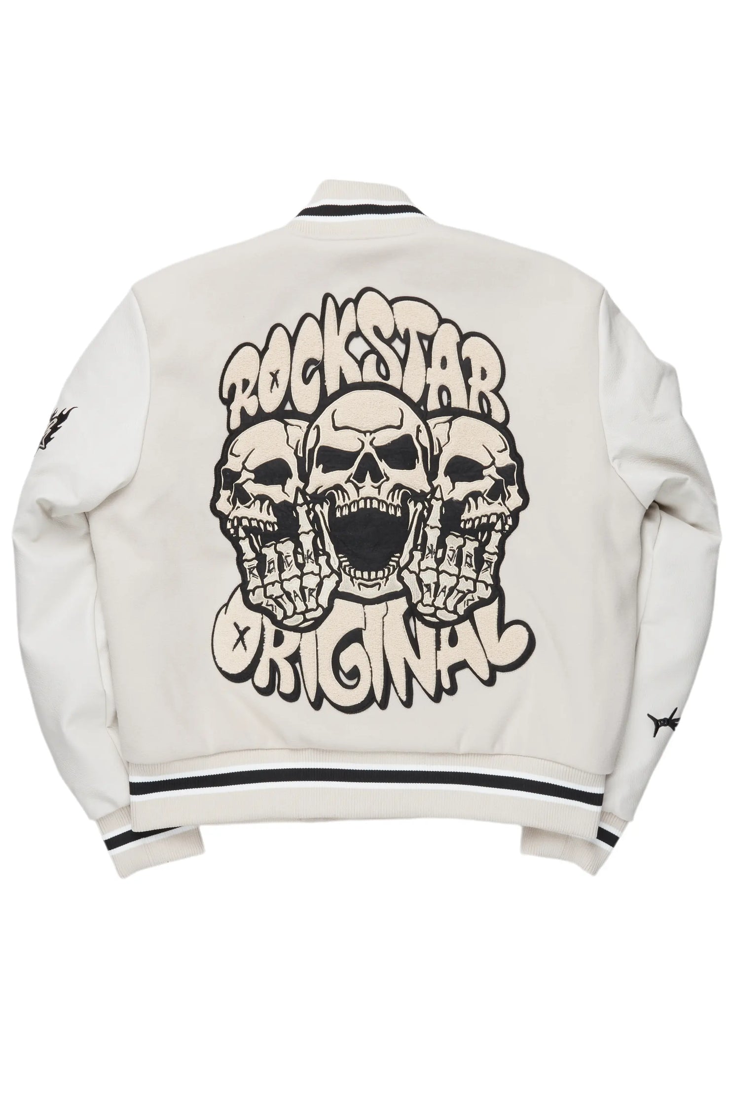 Vielsa Beige Oversized Varsity Jacket