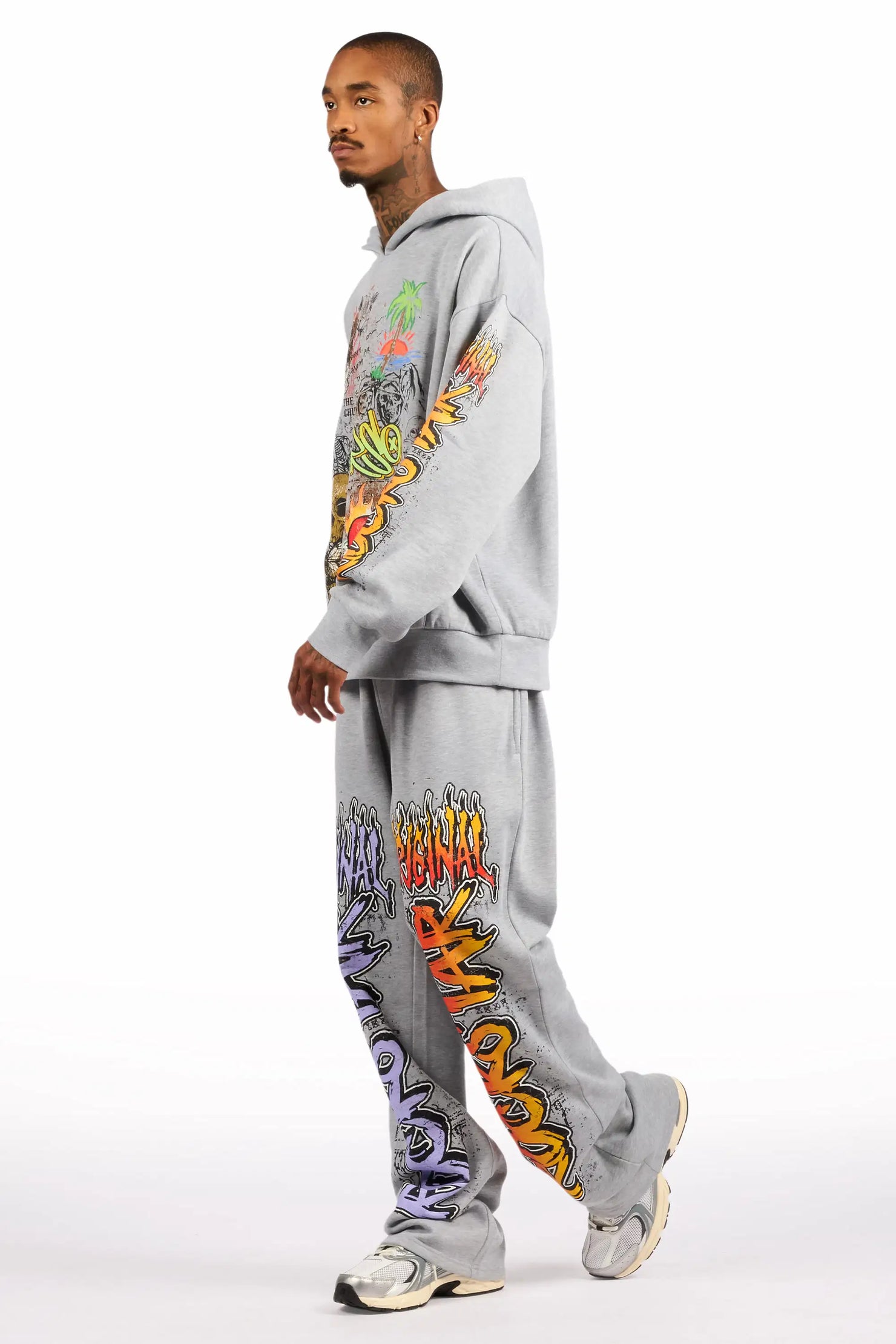 Zyver Heather Grey Hoodie/Baggy Pant Track Set