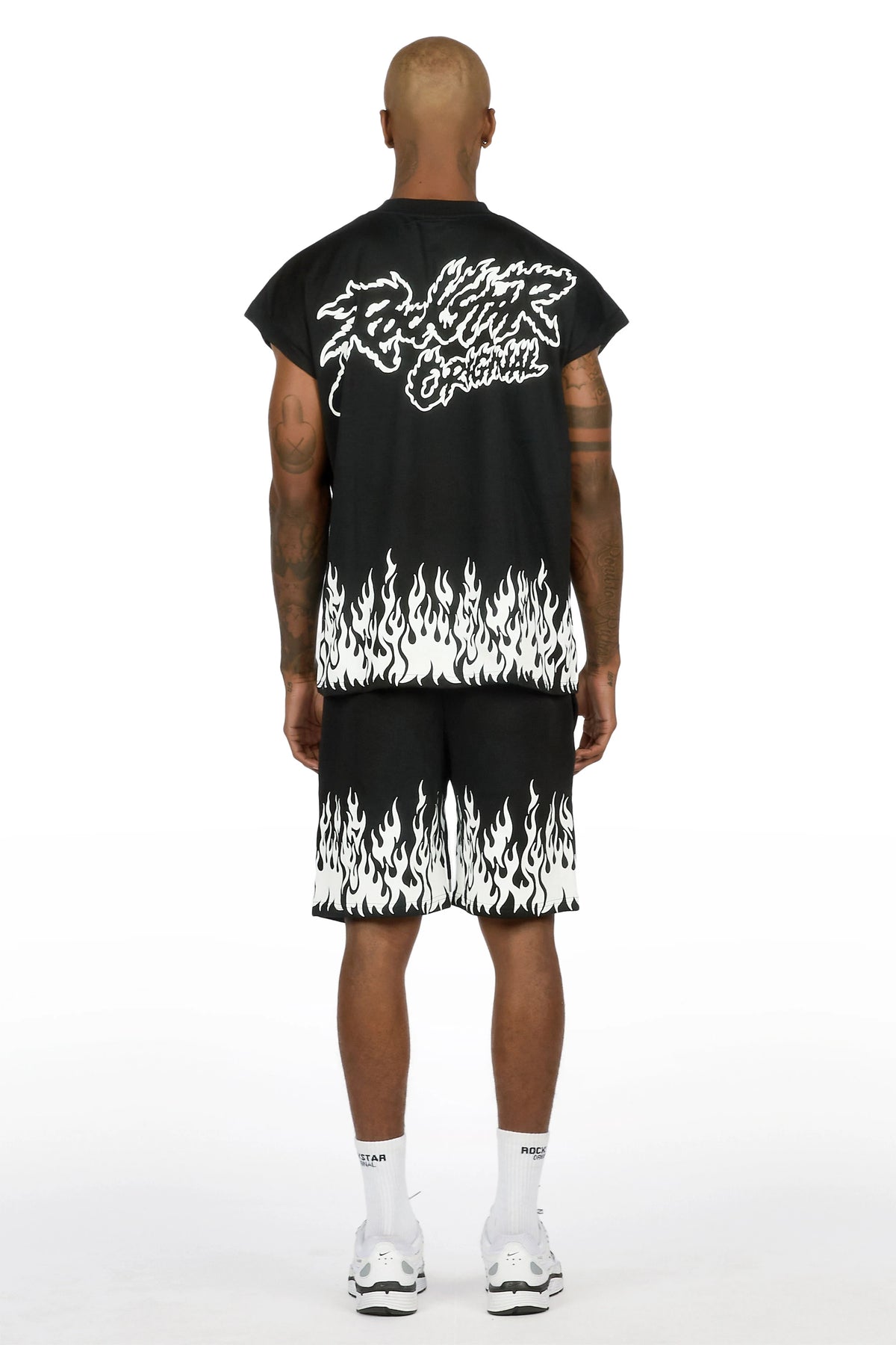 Bubble Black Cut Sleeve T-Shirt Short Set