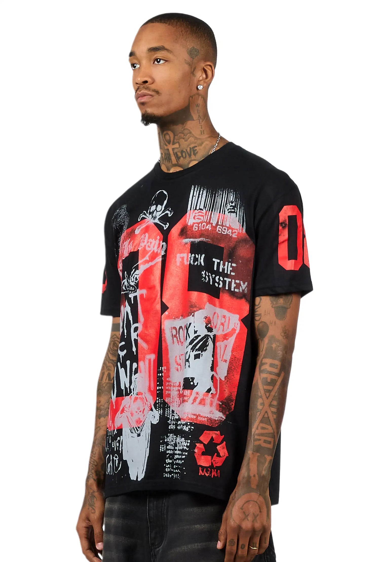 Grill 2.0 Black/Red Oversized Graphic T-Shirt