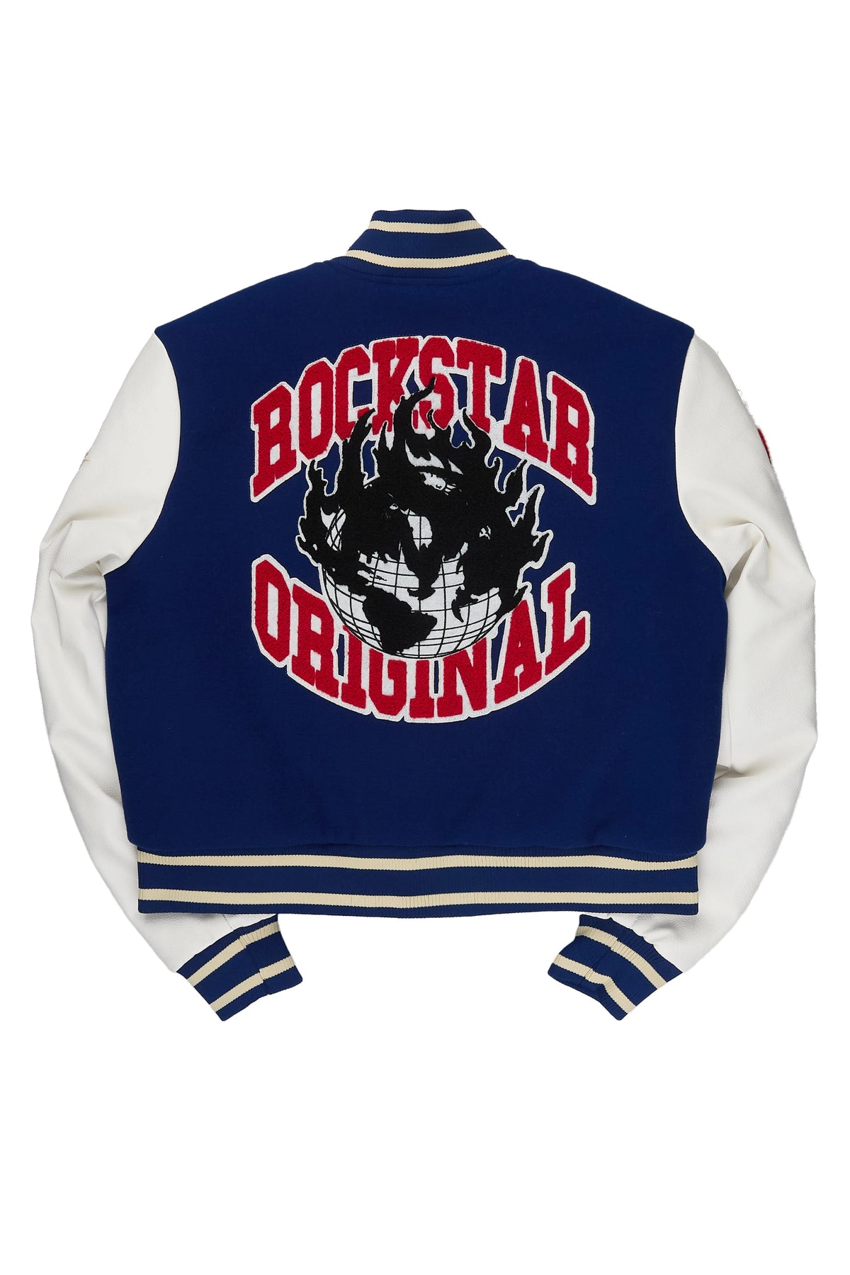 Gliyah Navy Oversized Varsity Jacket