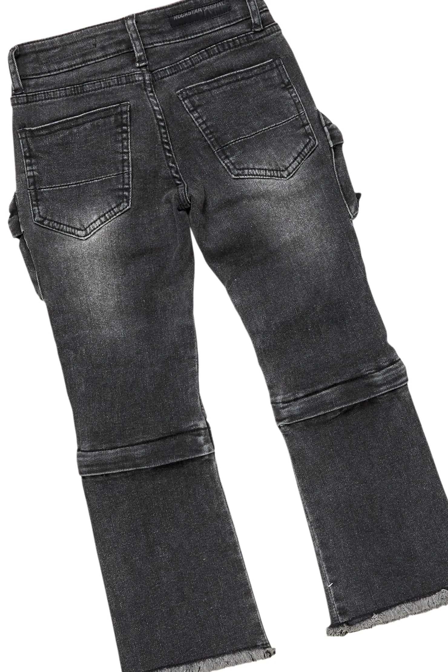 Boys University Black Hoodie/Stacked Flare Jean Set