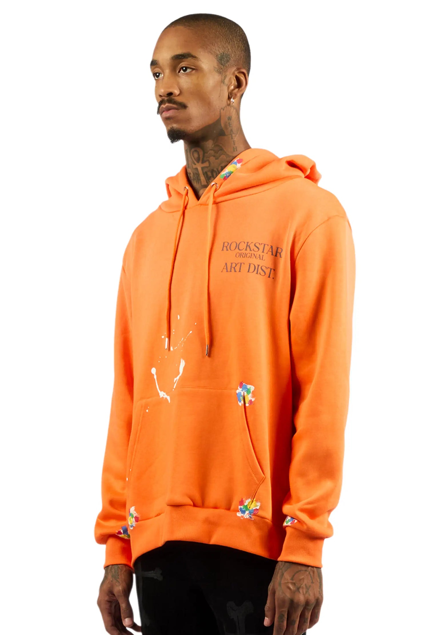 Rockstar Art Dist. Orange Graphic Relaxed Hoodie