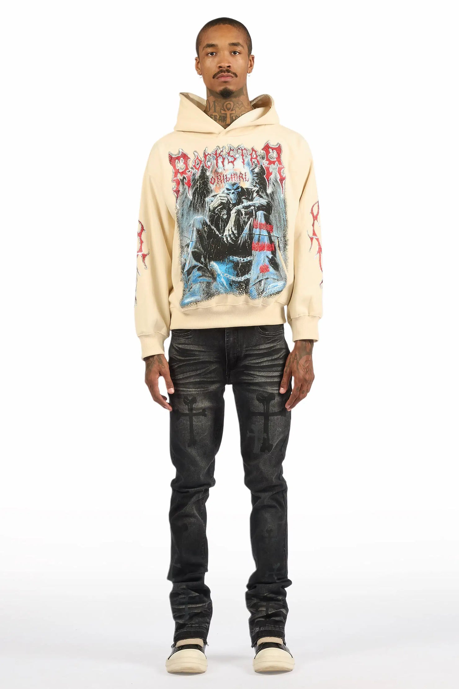 Olivier Dag Dark Grey Stacked Flare Jean