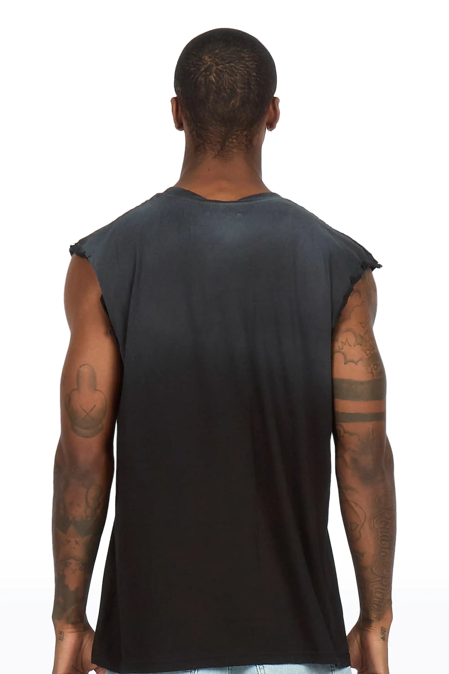 Graves Black Oversized Cut Off T-Shirt