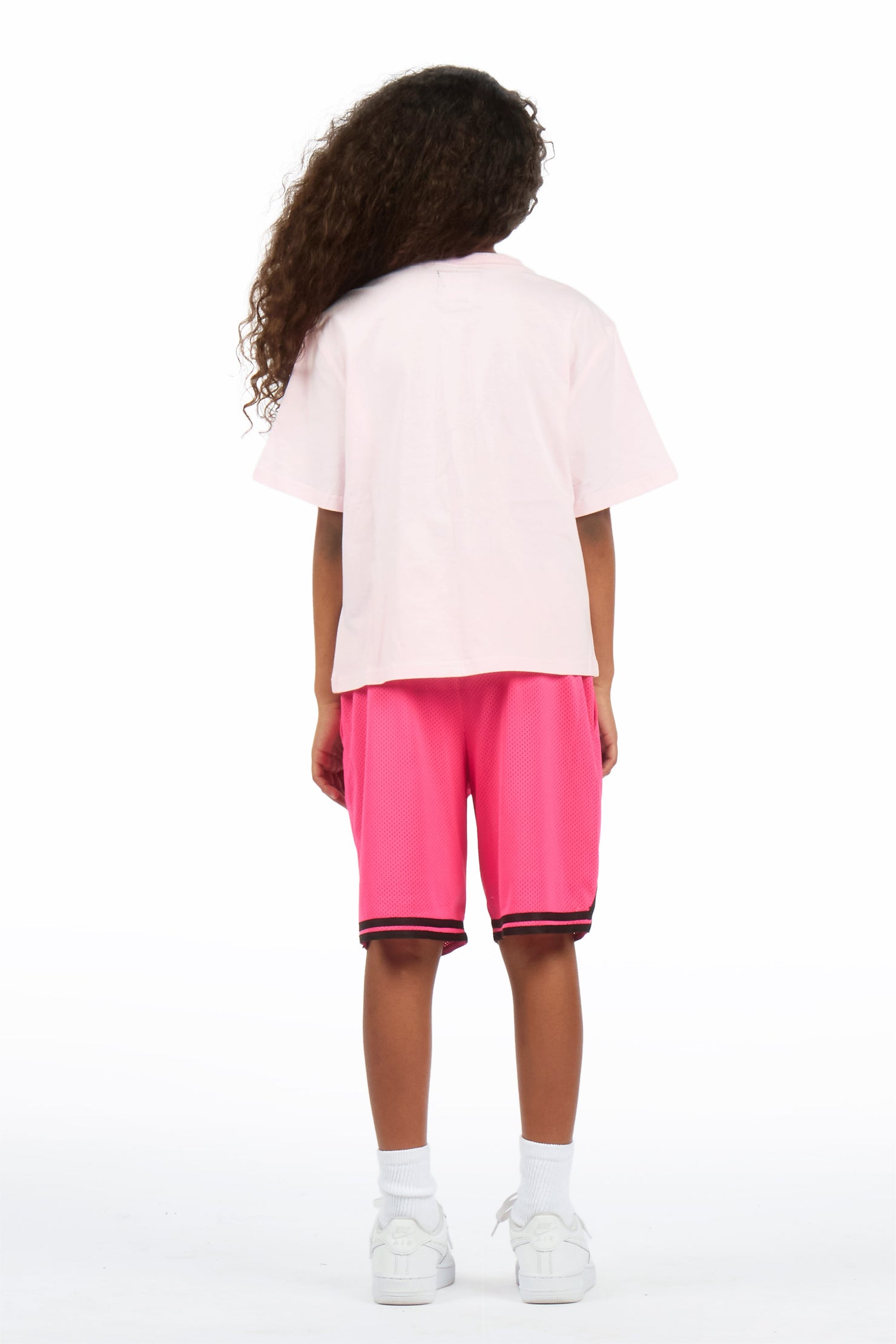 Girls Vanissa Pink Fitted T-Shirt Short Set