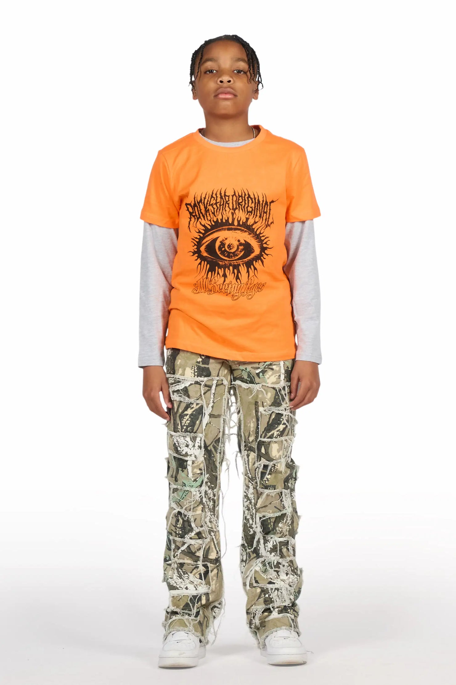 Boys Shake Tree Camo Stacked Flare Jean