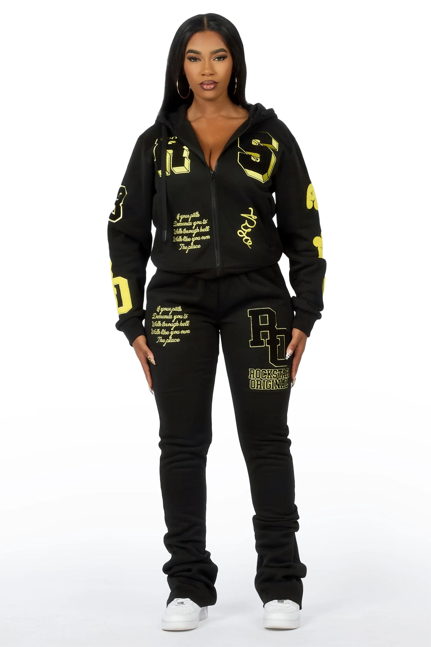 Leslee Black/Yellow Super Stacked Track Set
