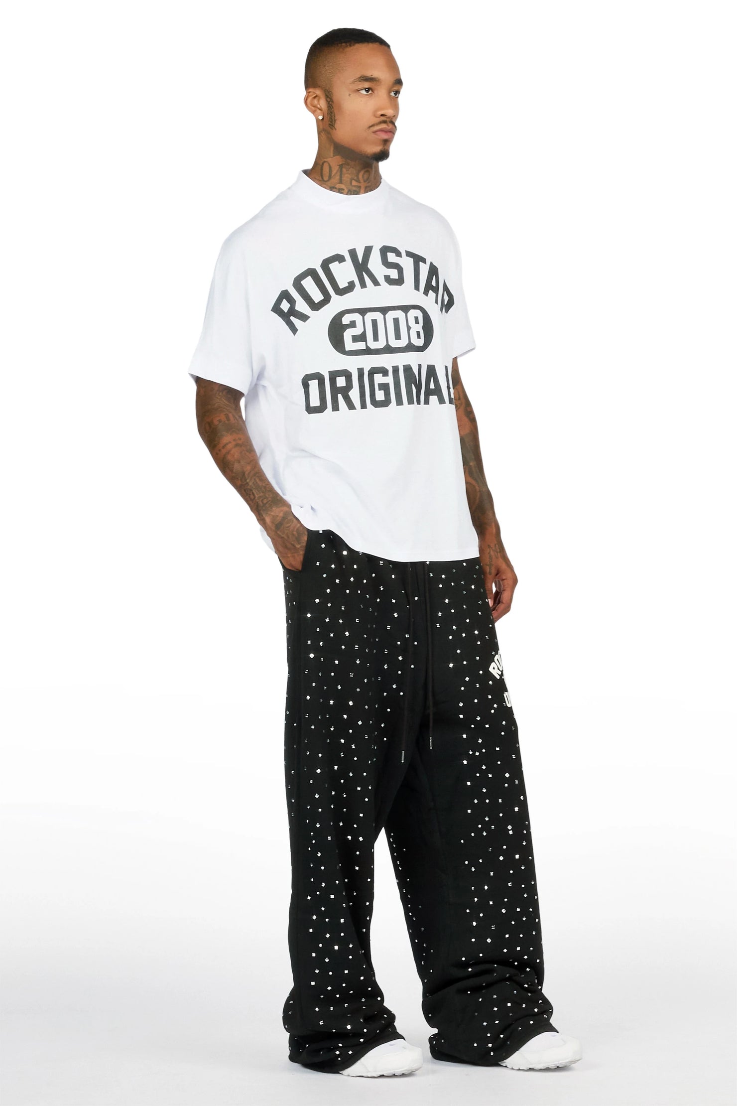 Eliel Black Rhinestone T-Shirt/Baggy Track Set