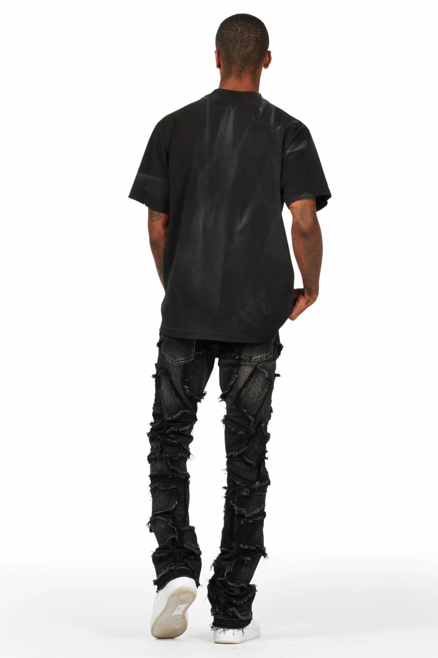 Arturo Dark Grey Stacked Flare Jean