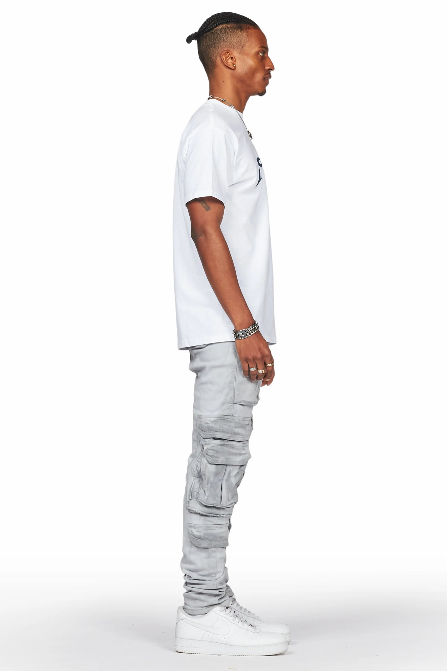 Iniko Grey Skinny Fit Cargo Jean