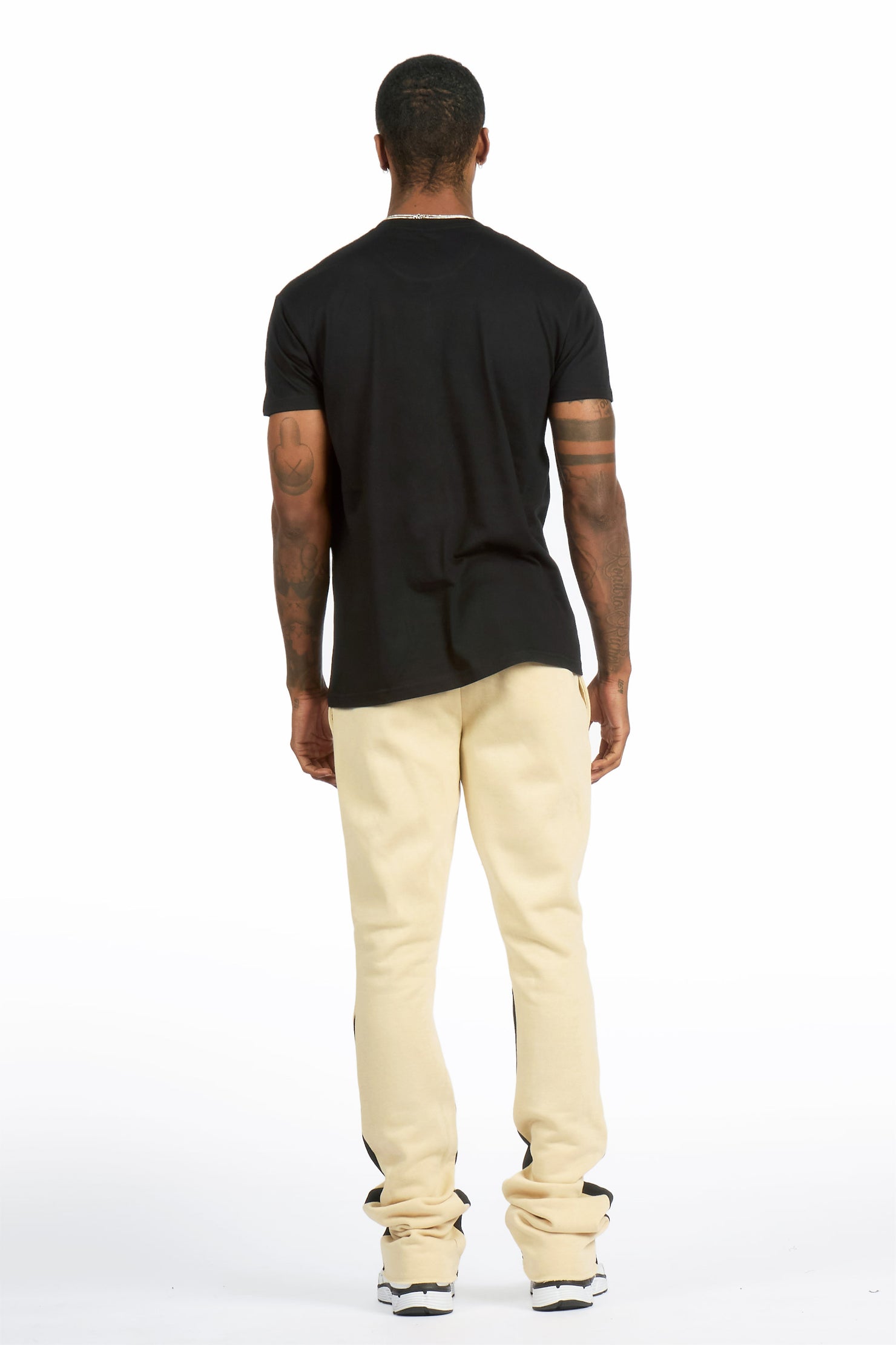 Mavrix Black/Beige T-shirt/Stacked Flare Track Pant Set