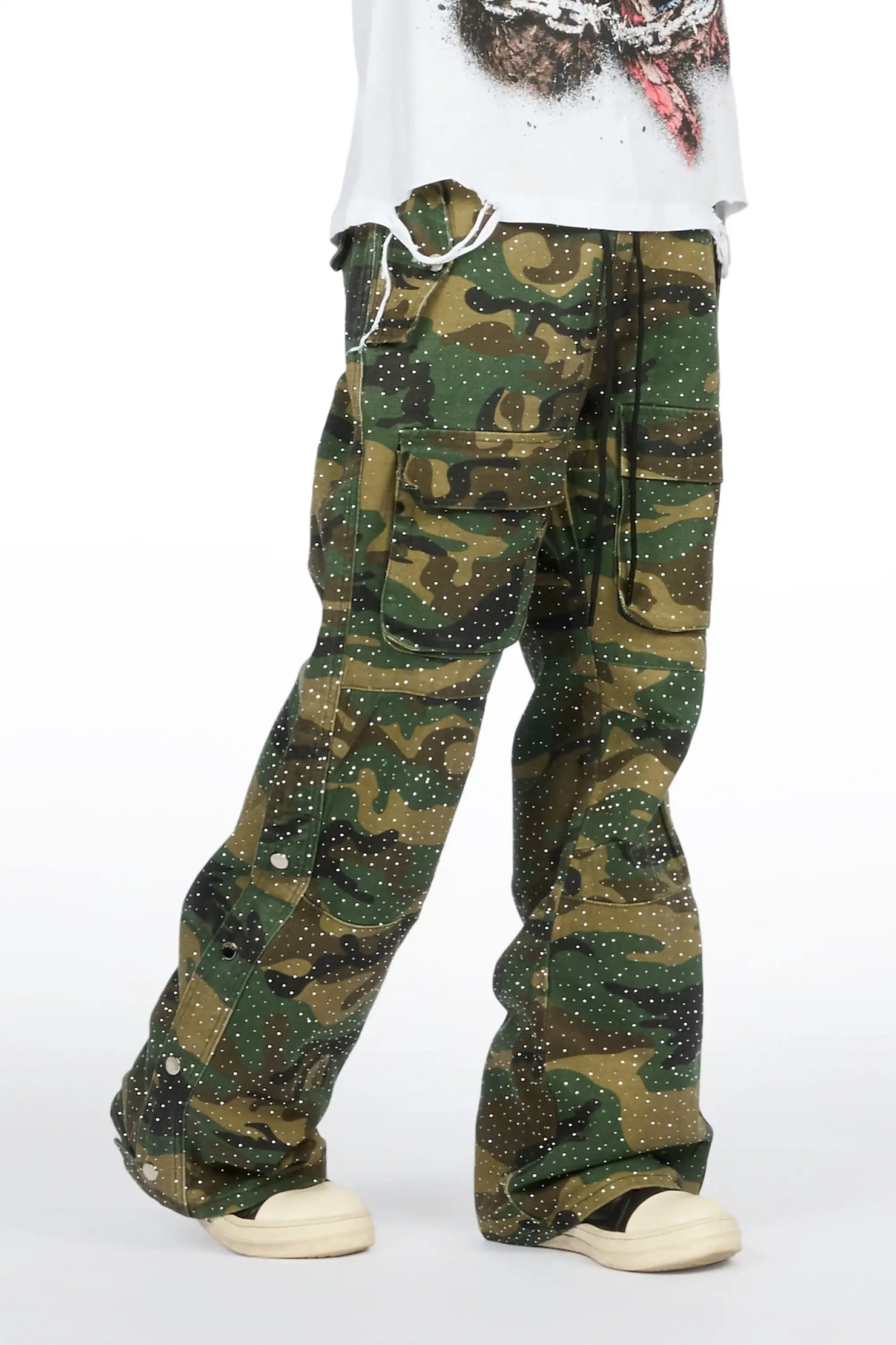 Yuri Camo Rhinestone Baggy Fit Jean