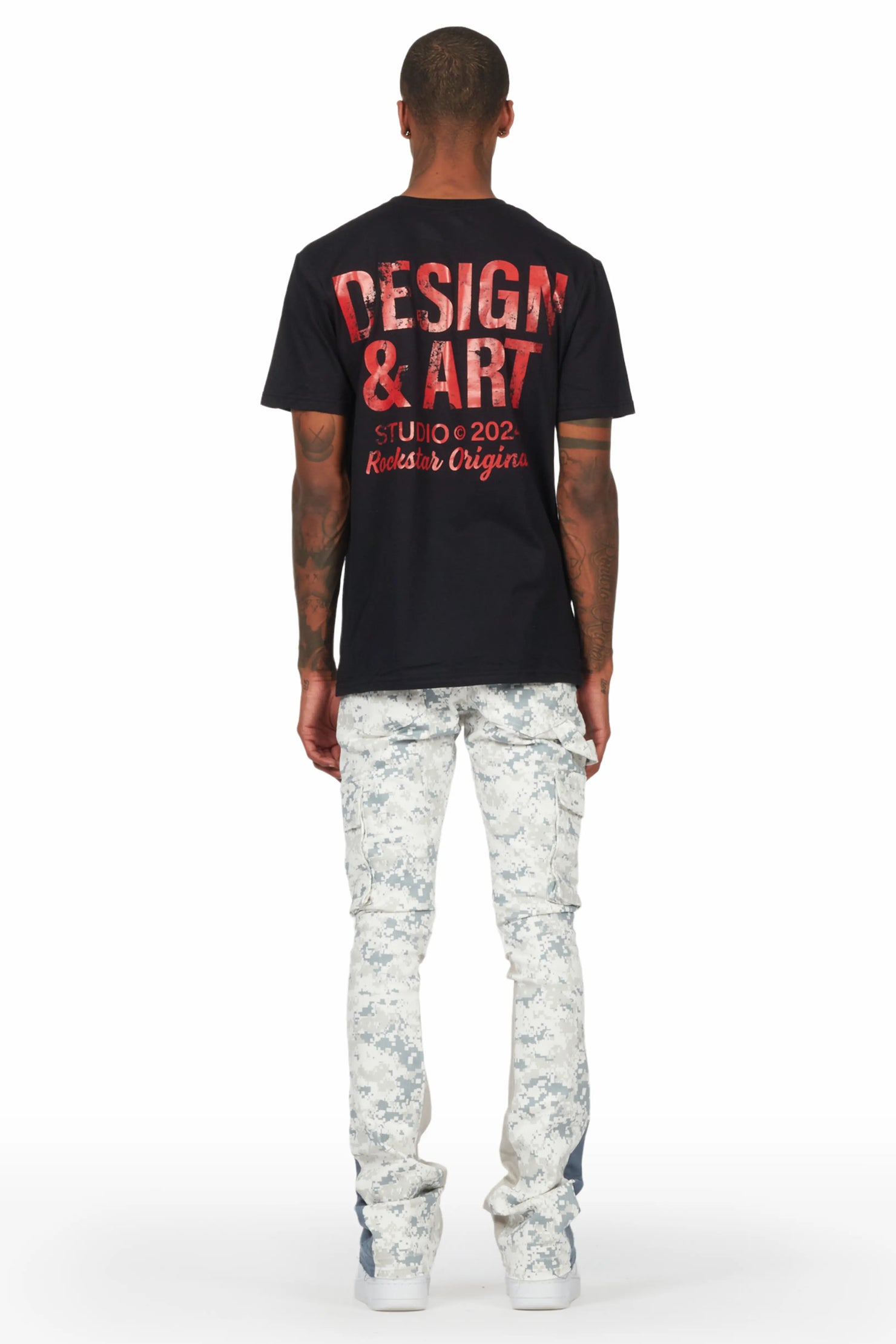 Dajuan Light Camo Stacked Cargo Flare Jean