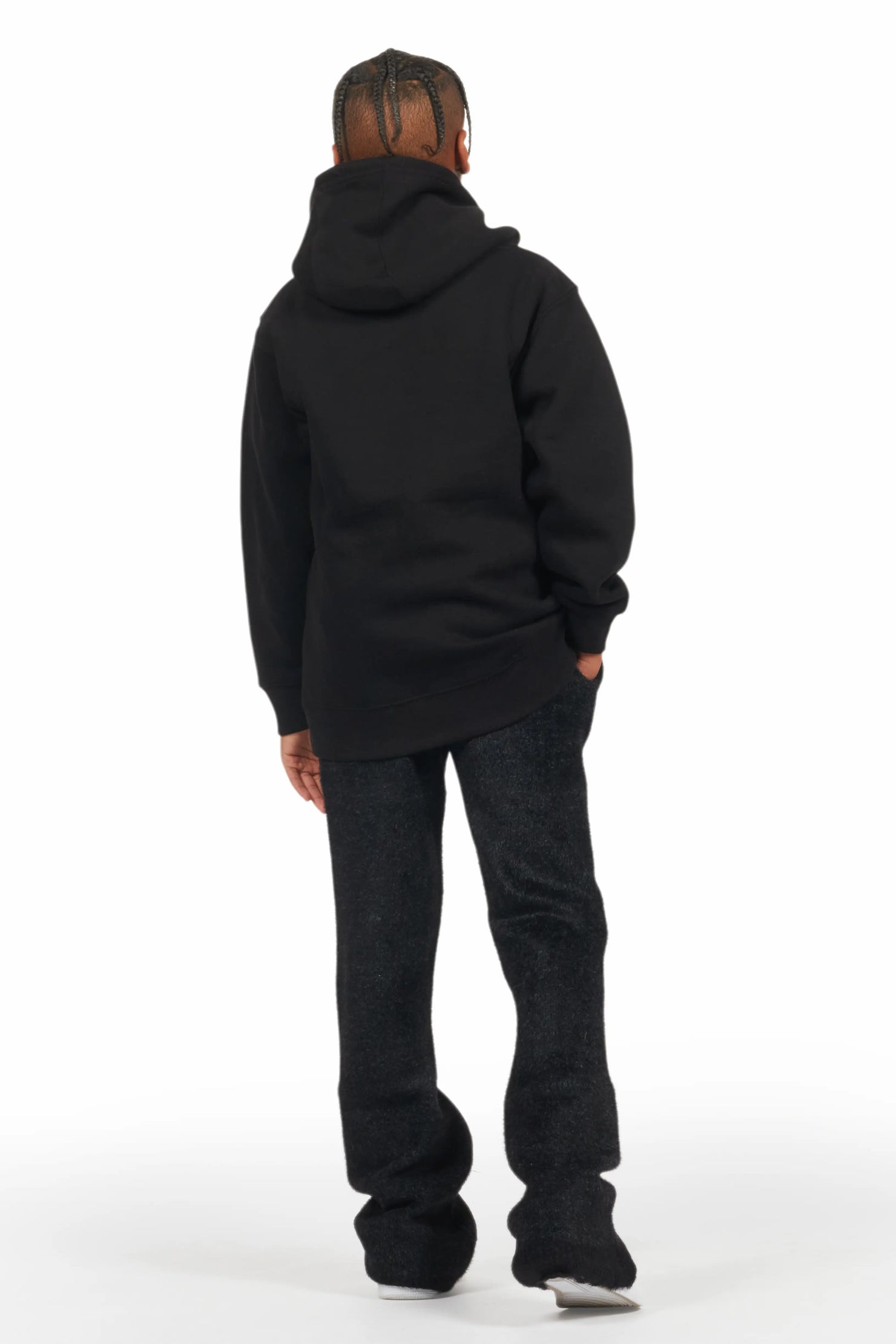 Boys Keve Black Knitted Mohair Flare Sweat Pant