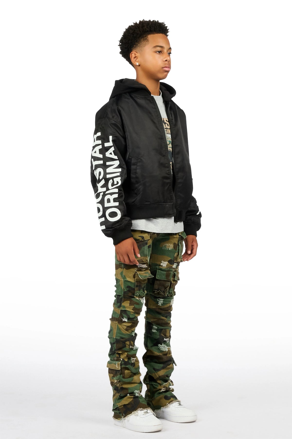 Boys Gentry Camo Stacked Flare Jean