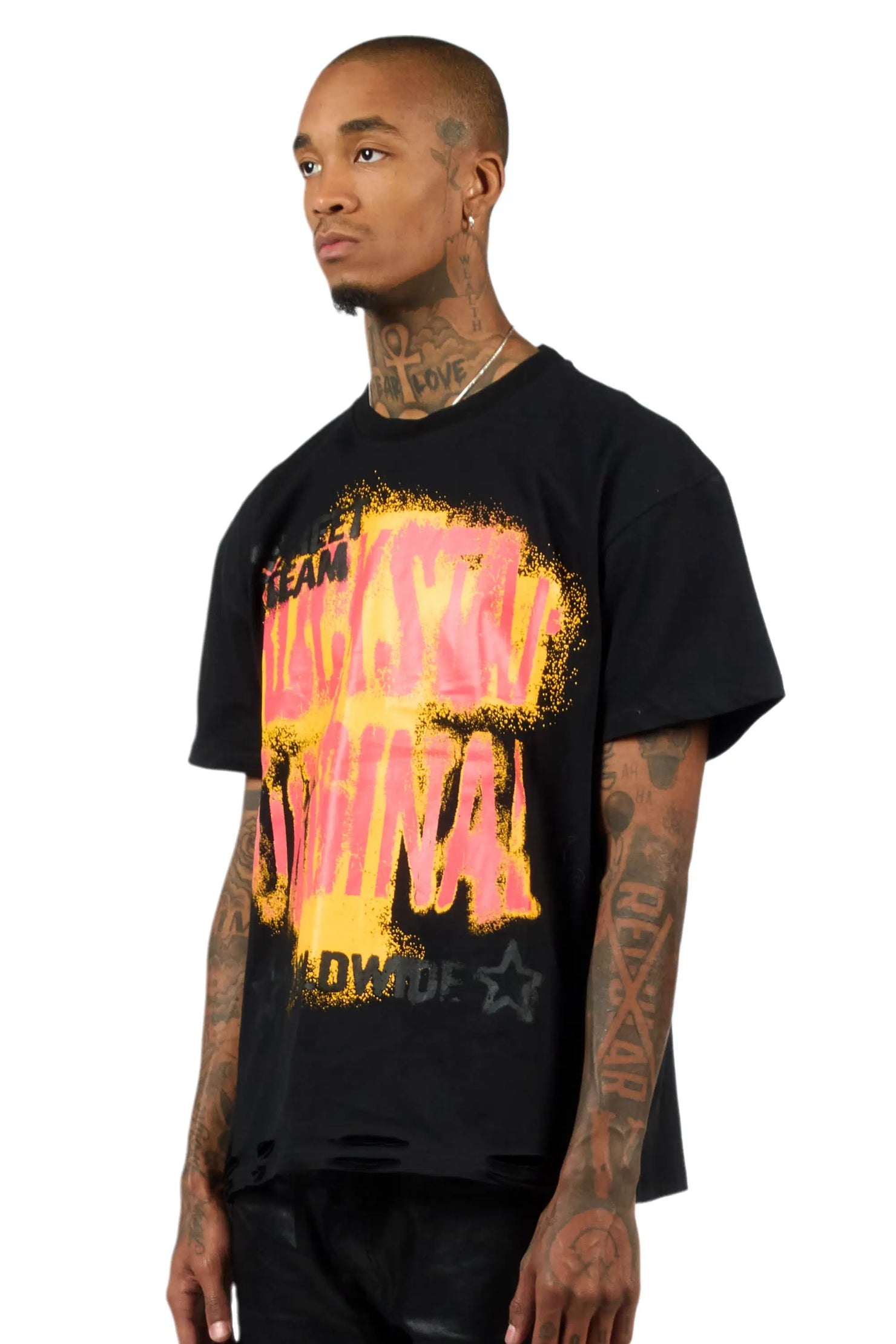 Crest Black Oversized Graphic T-Shirt