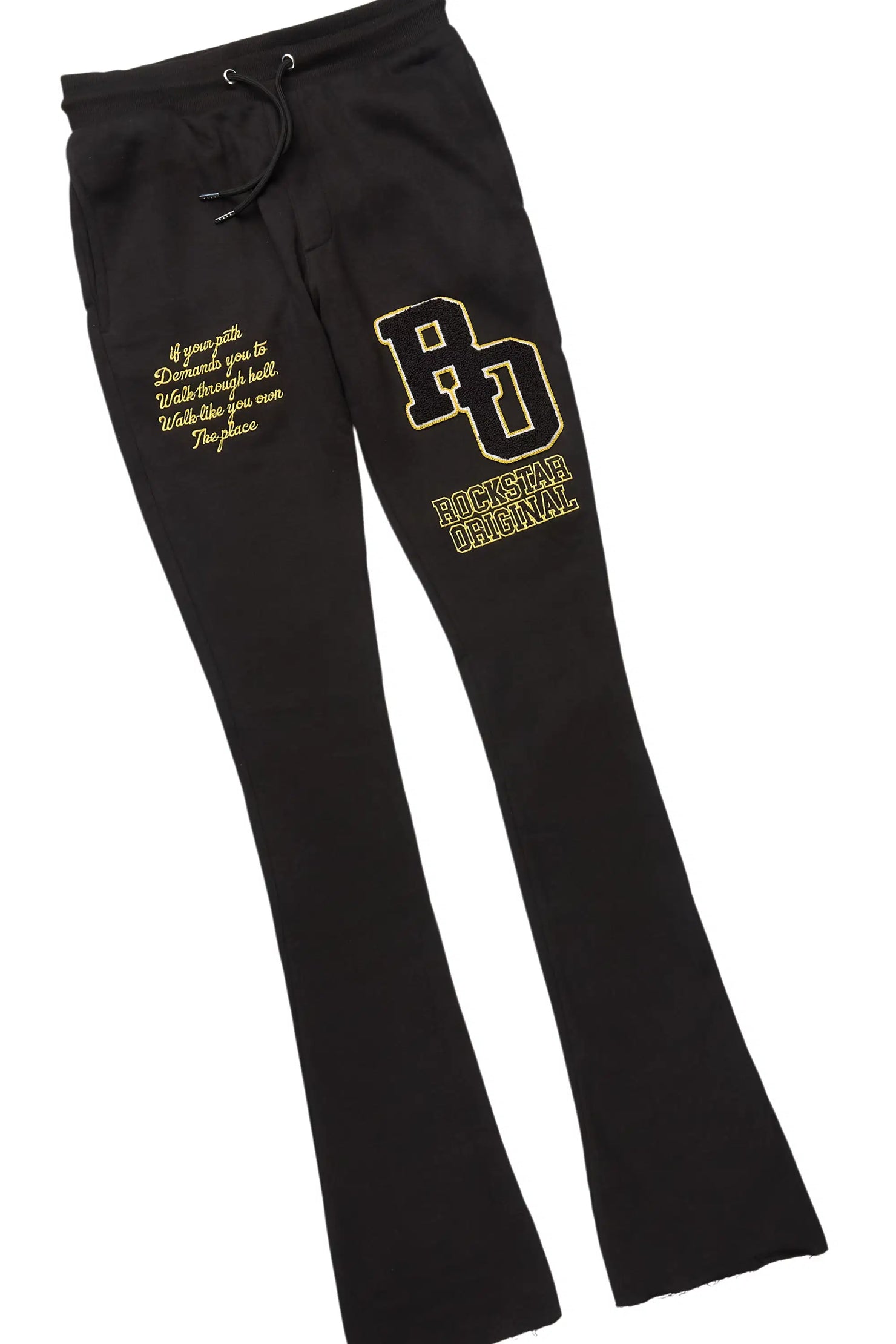 Leslaw Black Zip Up Hoodie Stacked Track Set