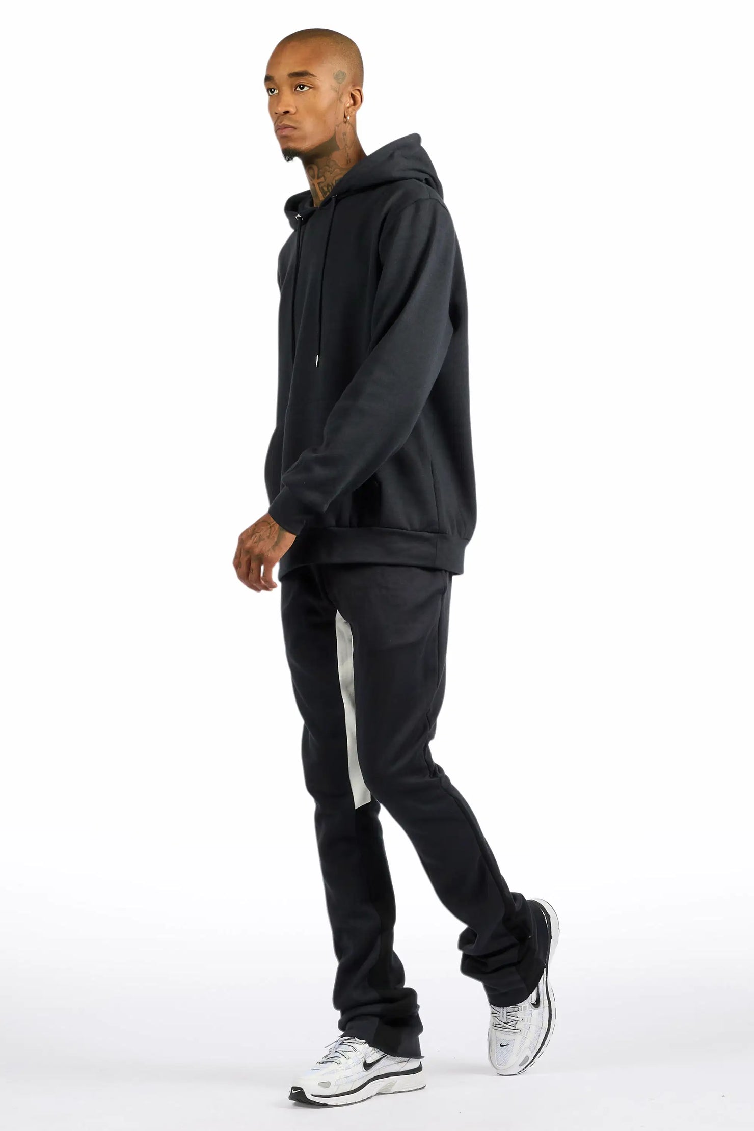 Basic Charcoal Hoodie/Stacked Flare Track Set