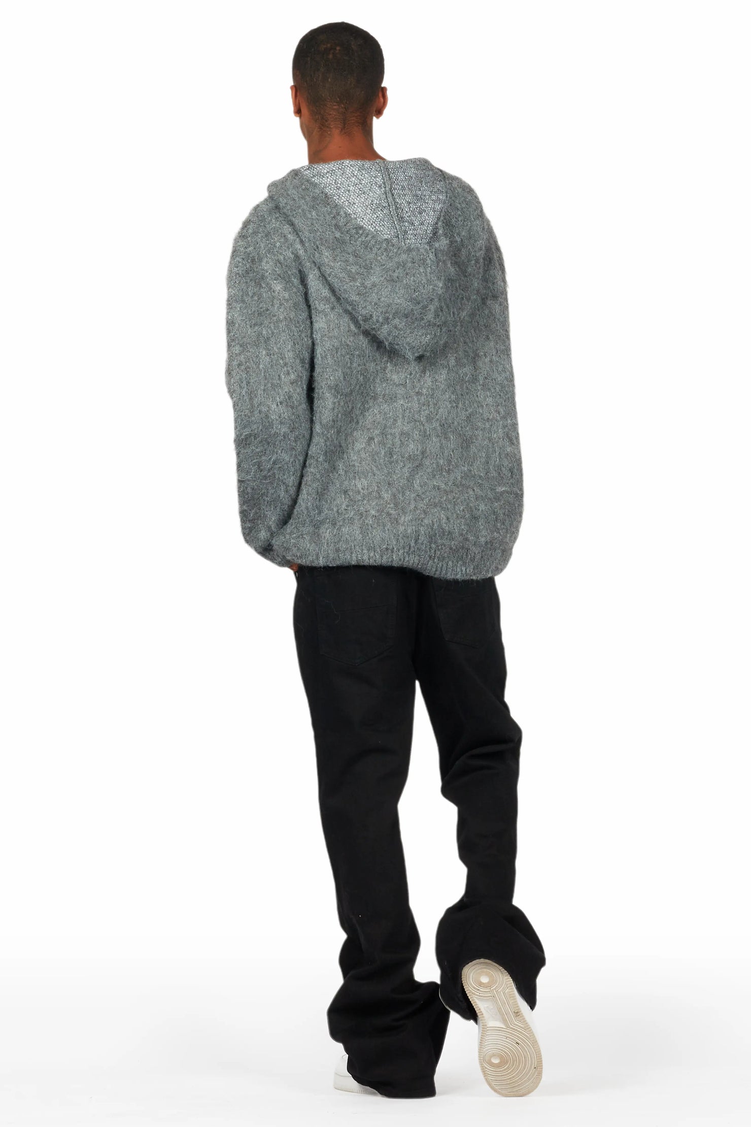 Andros Grey Graphic Knitted Hoodie