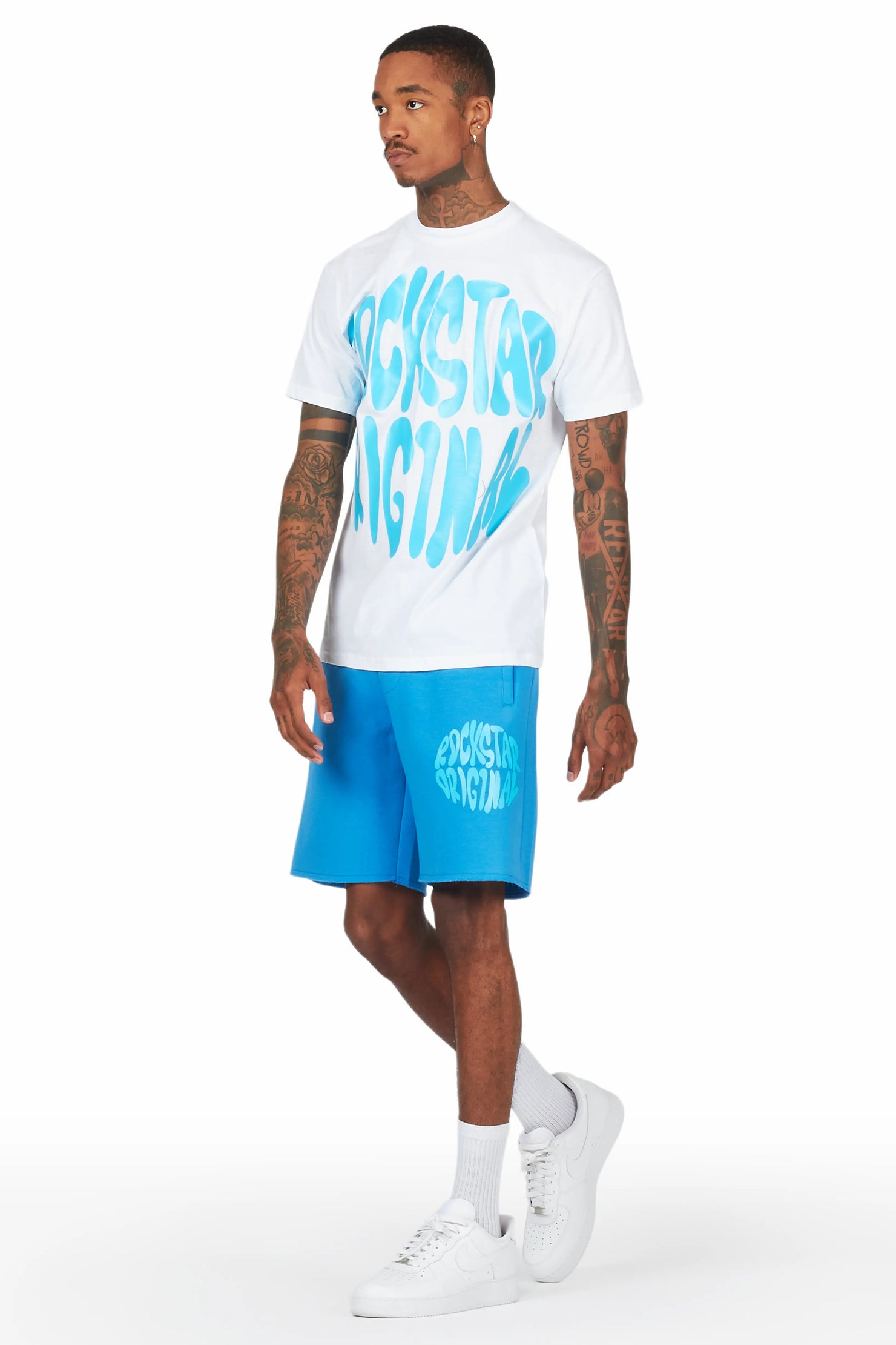 Thierry White/Blue T-Shirt/Short Set