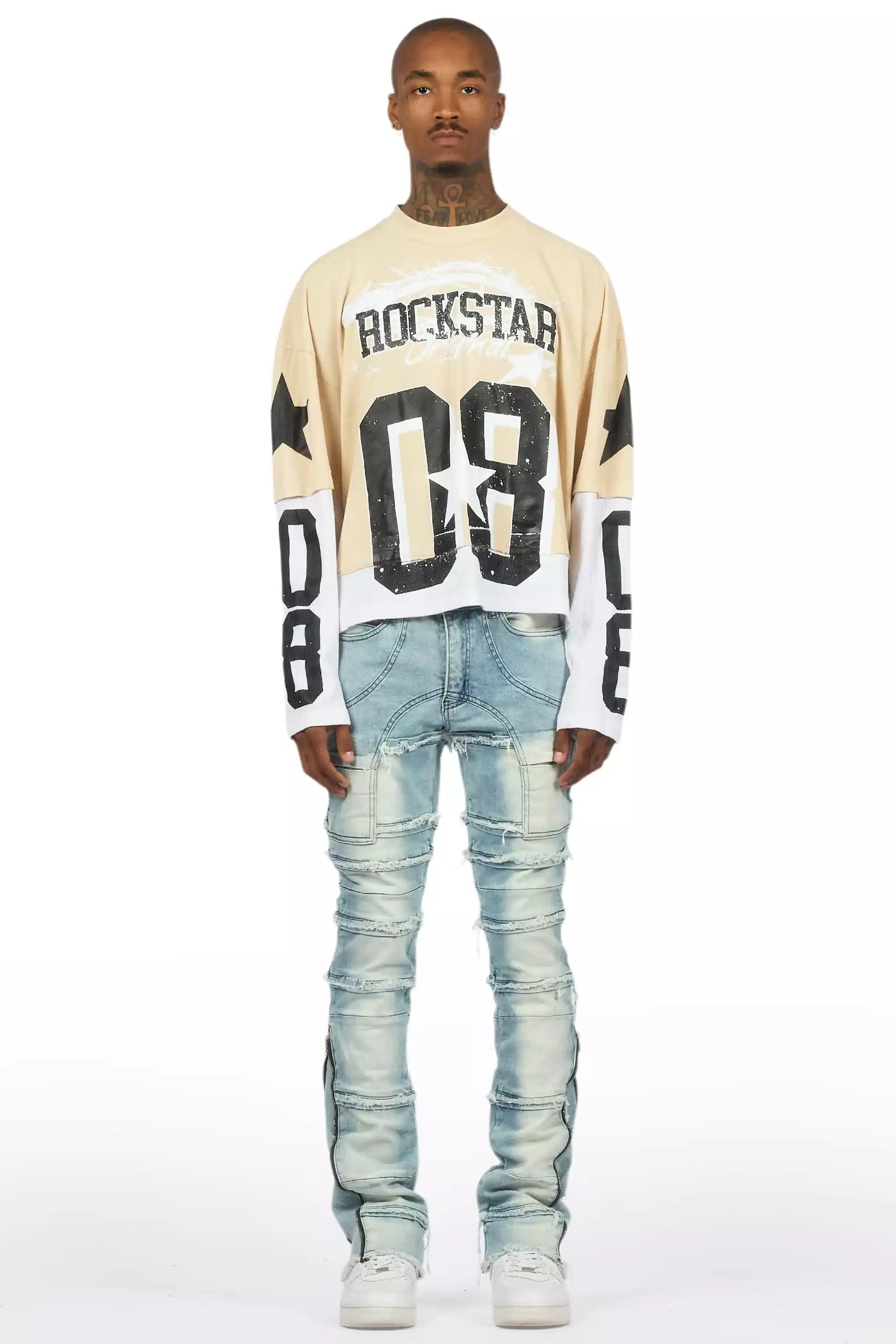 Horado Light Blue Wash Stacked Flare Jean