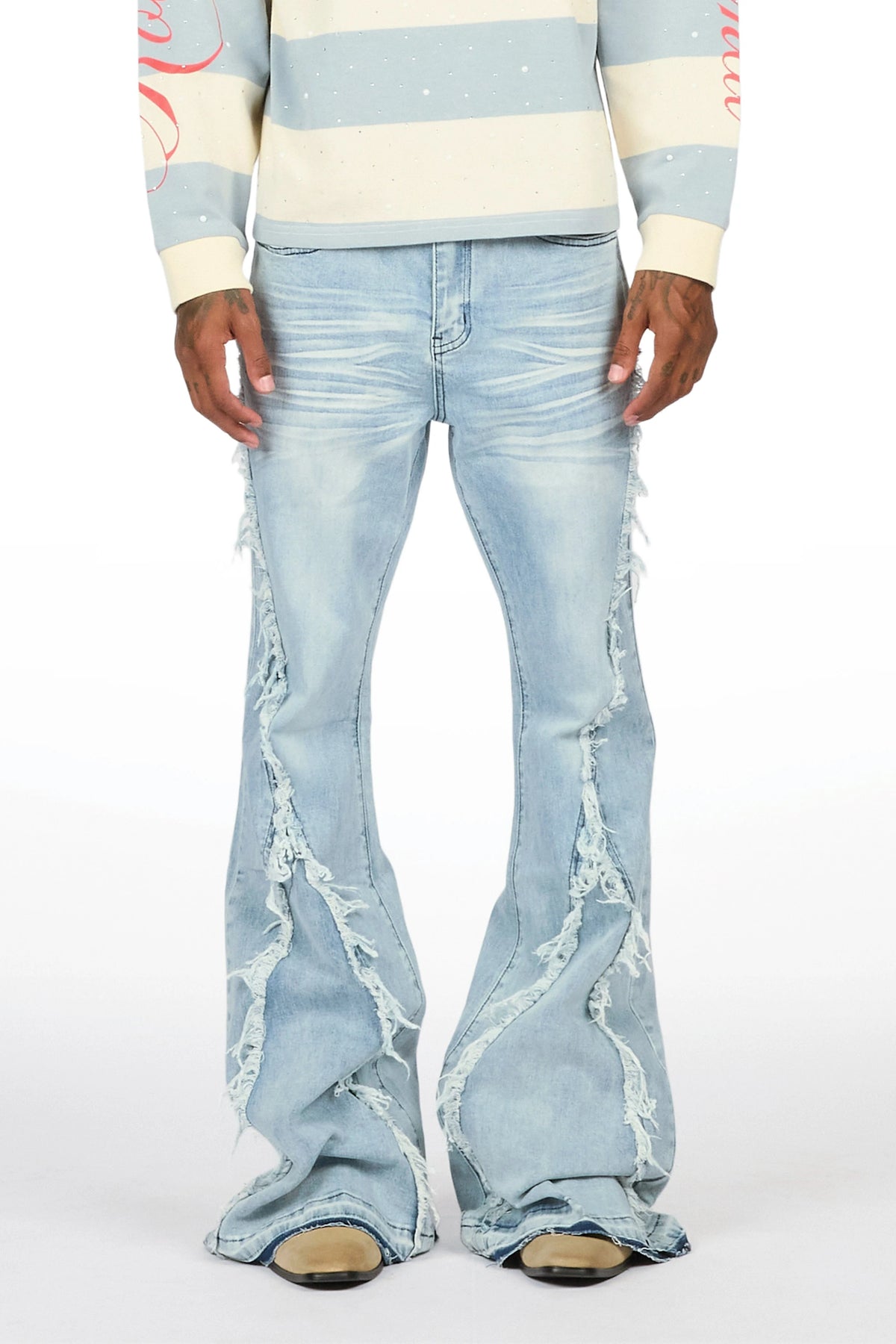 Vane Light Blue Stacked Super Flare Jean