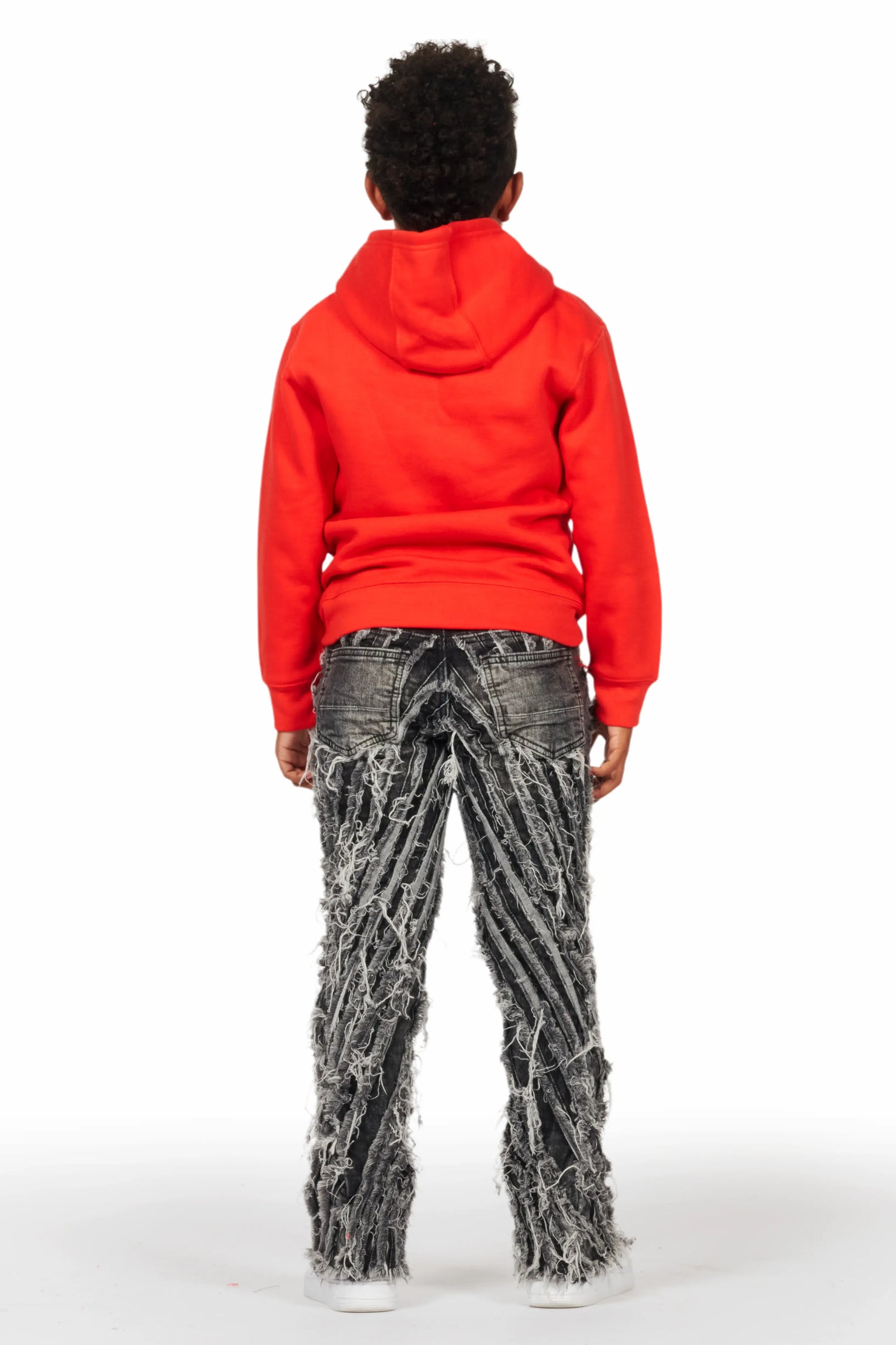 Boys Figg Dark Grey Stacked Flare Jean