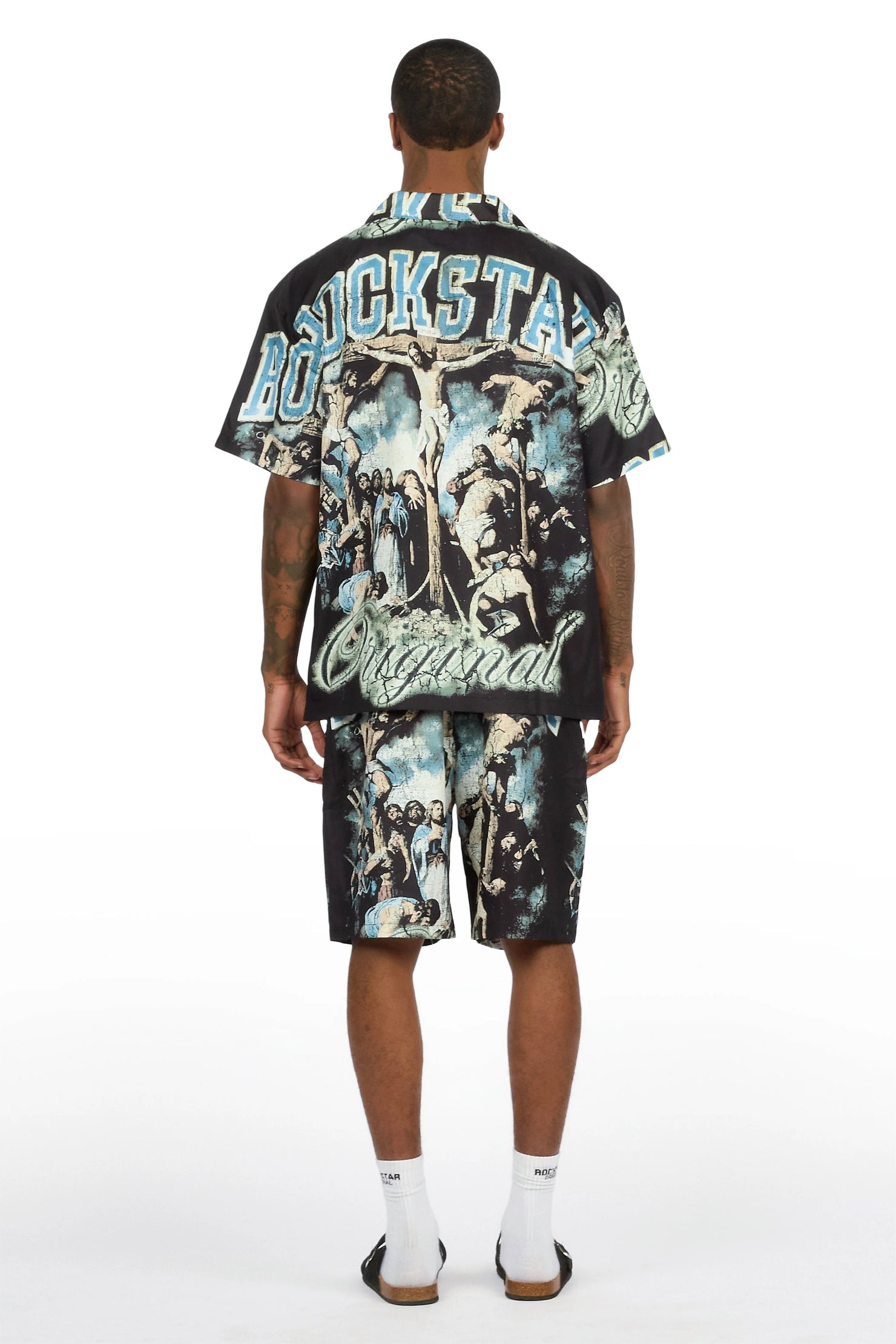 Waller Black Button Down T-Shirt/Short Set