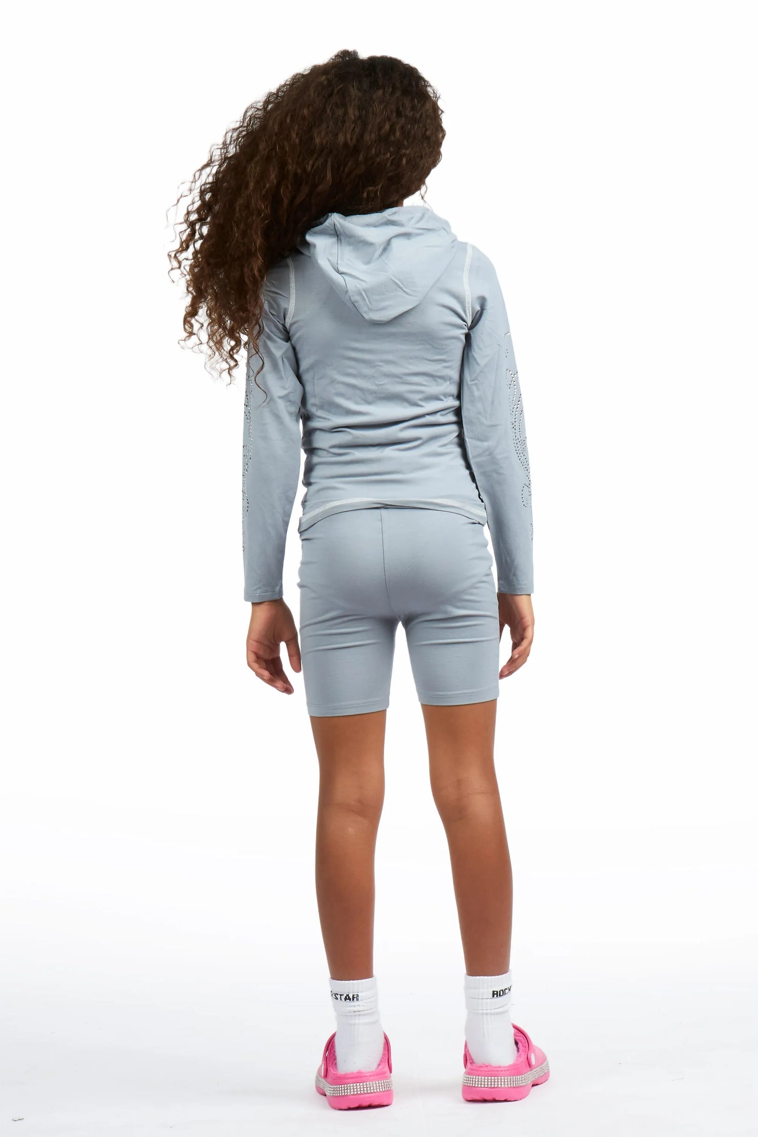 Girls Joella Grey Rhinestone Short Set
