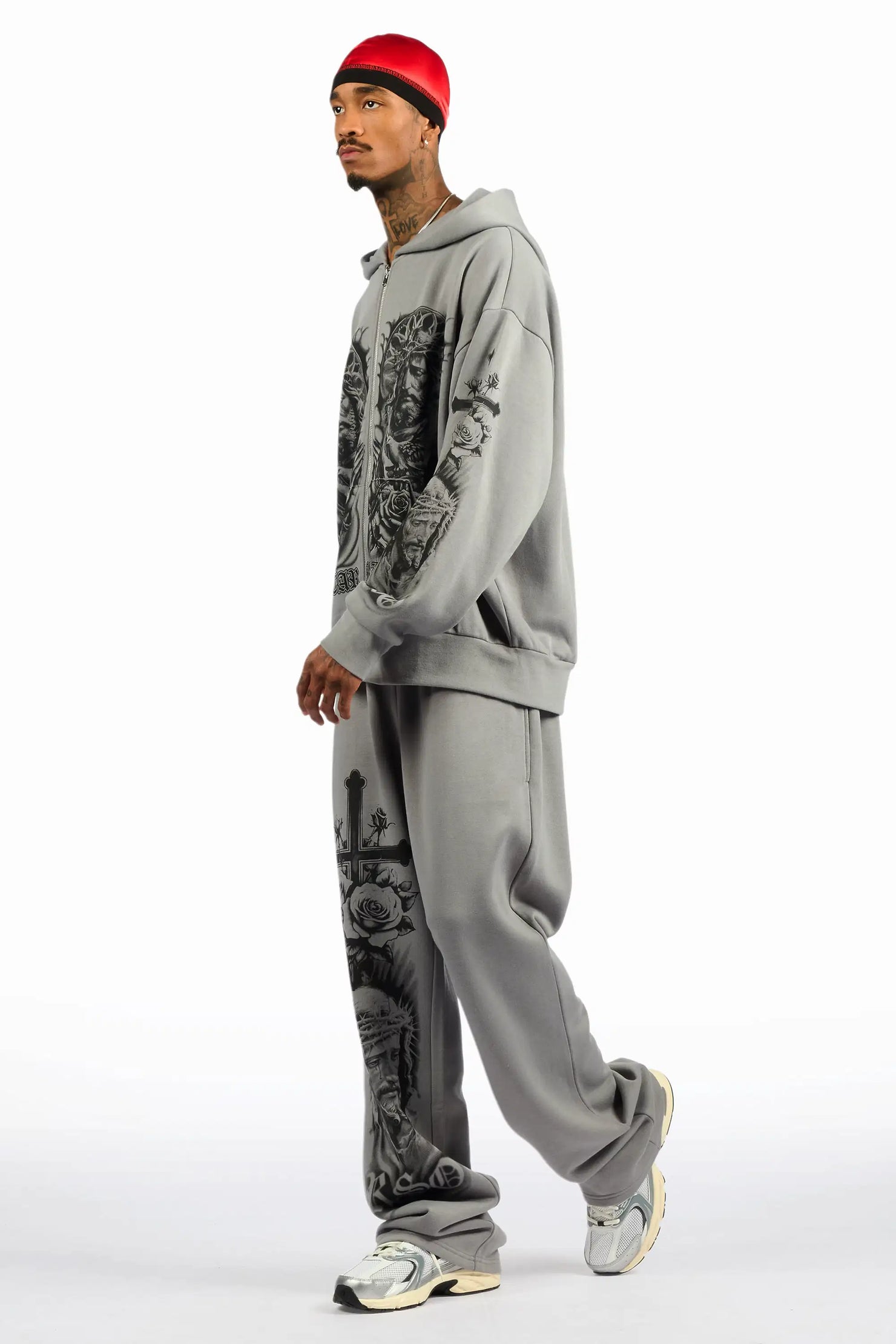 Blasted Grey Hoodie/Baggy Pant Track Set