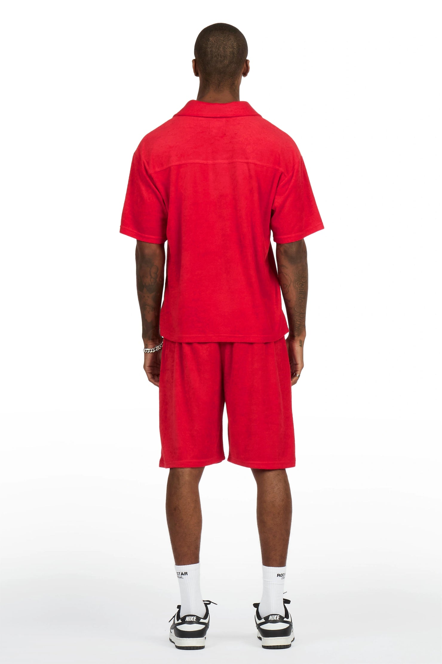 Hirsh Red Button Down Shirt/Short Set