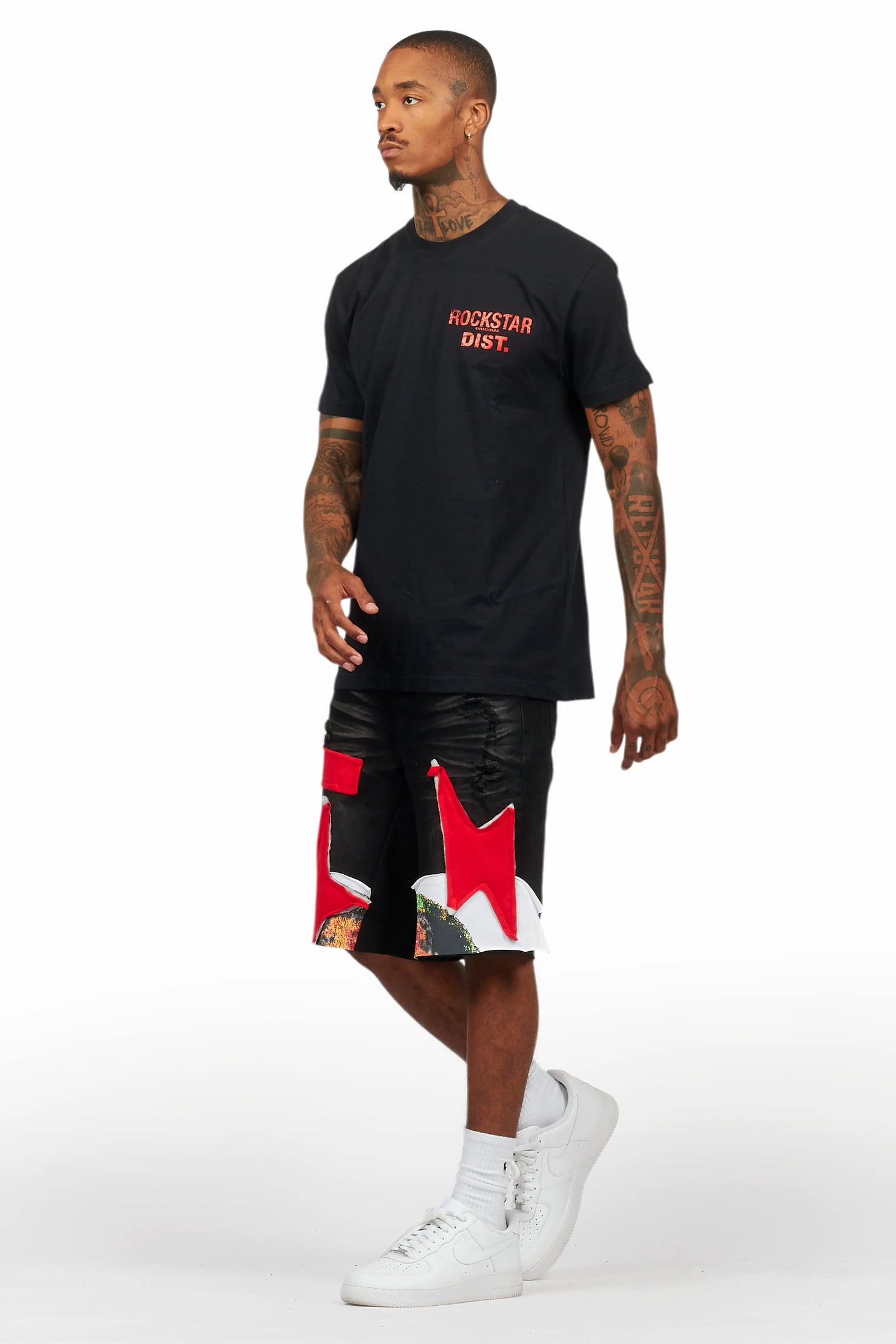 Brett Black T-Shirt/Denim Short Set