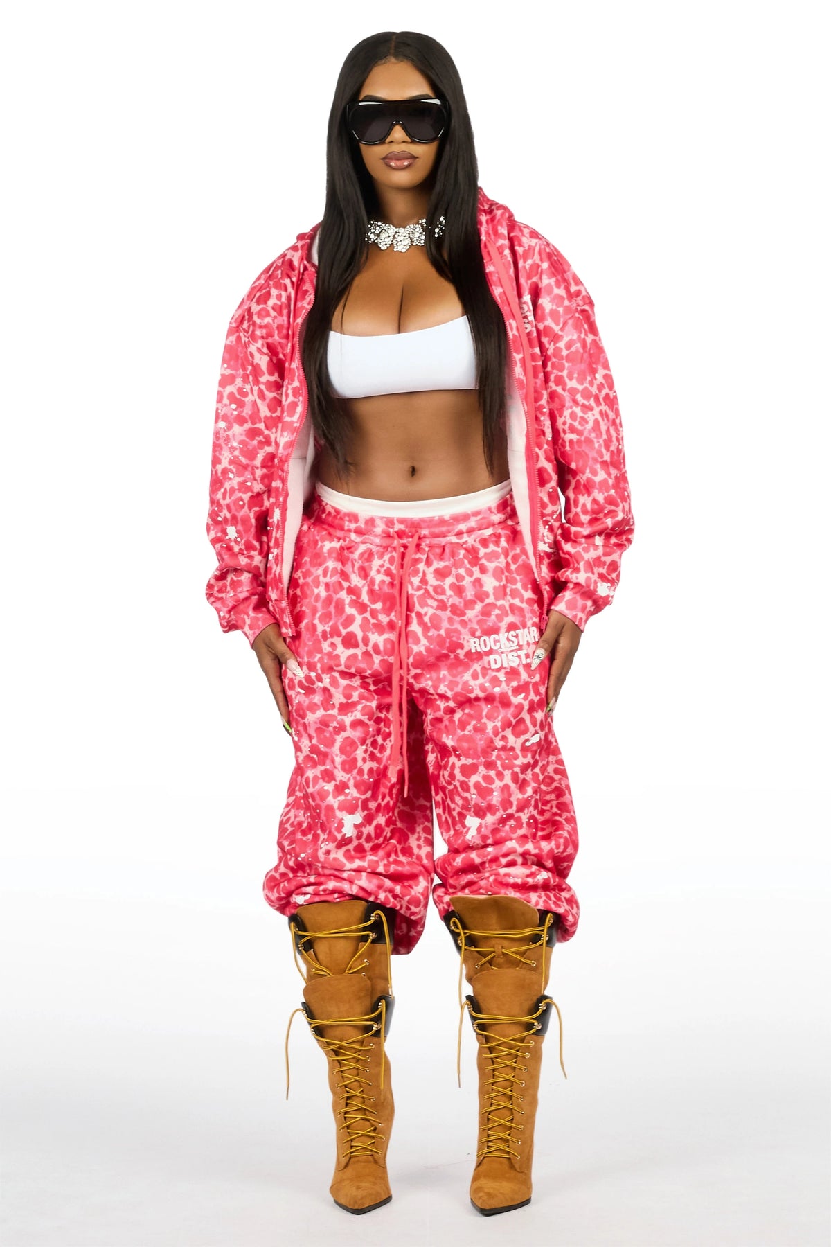 Halloway Pink Cheetah Painted Baggy Track Set