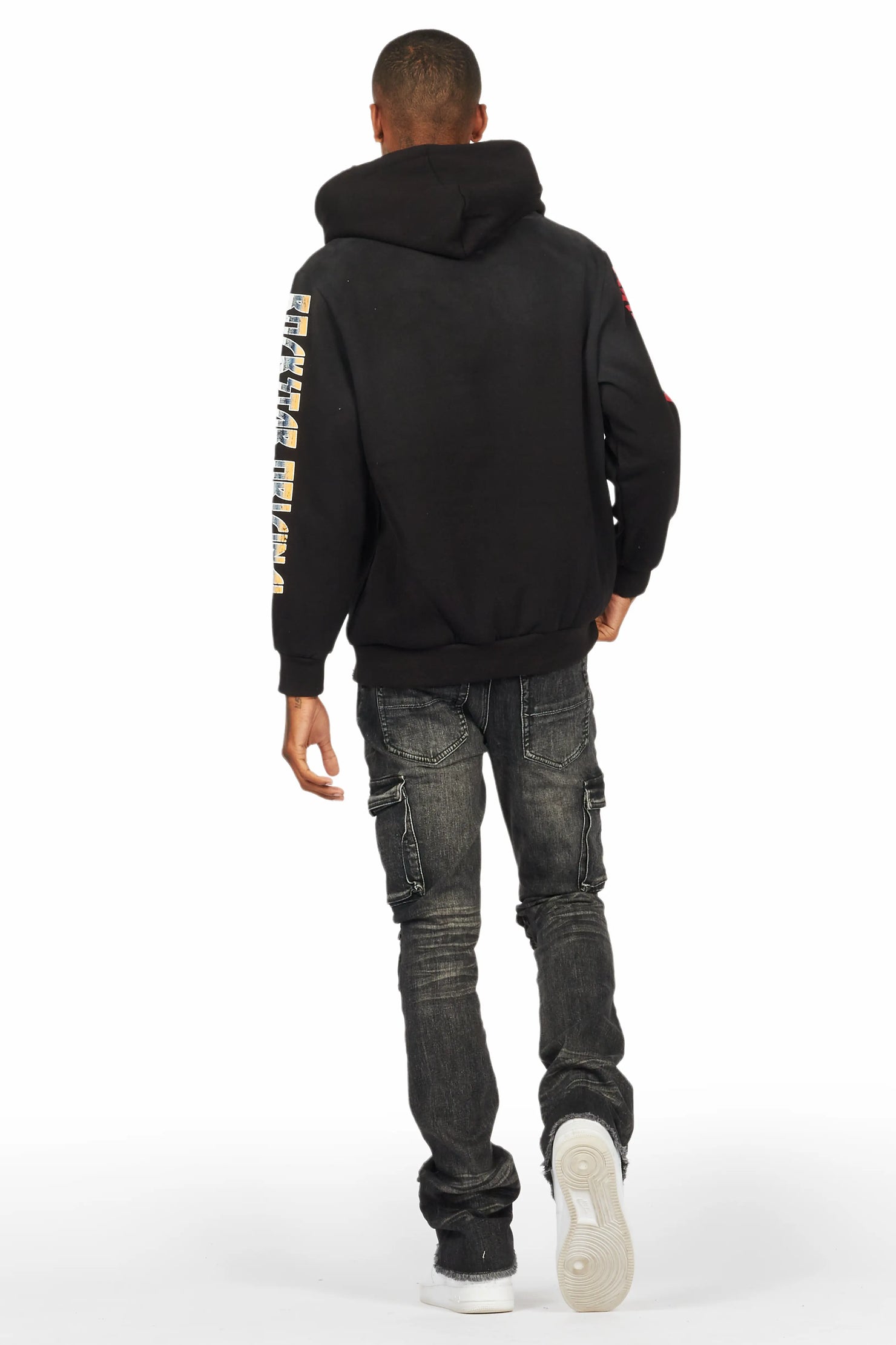 Feodor Dark Grey Stacked Flare Cargo Jean